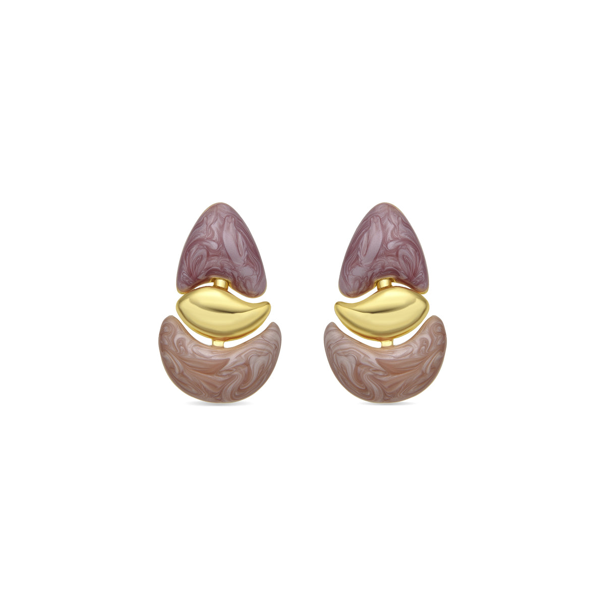 Ismaly earrings in fuchsia lacquer with an 18k yellow gold finish