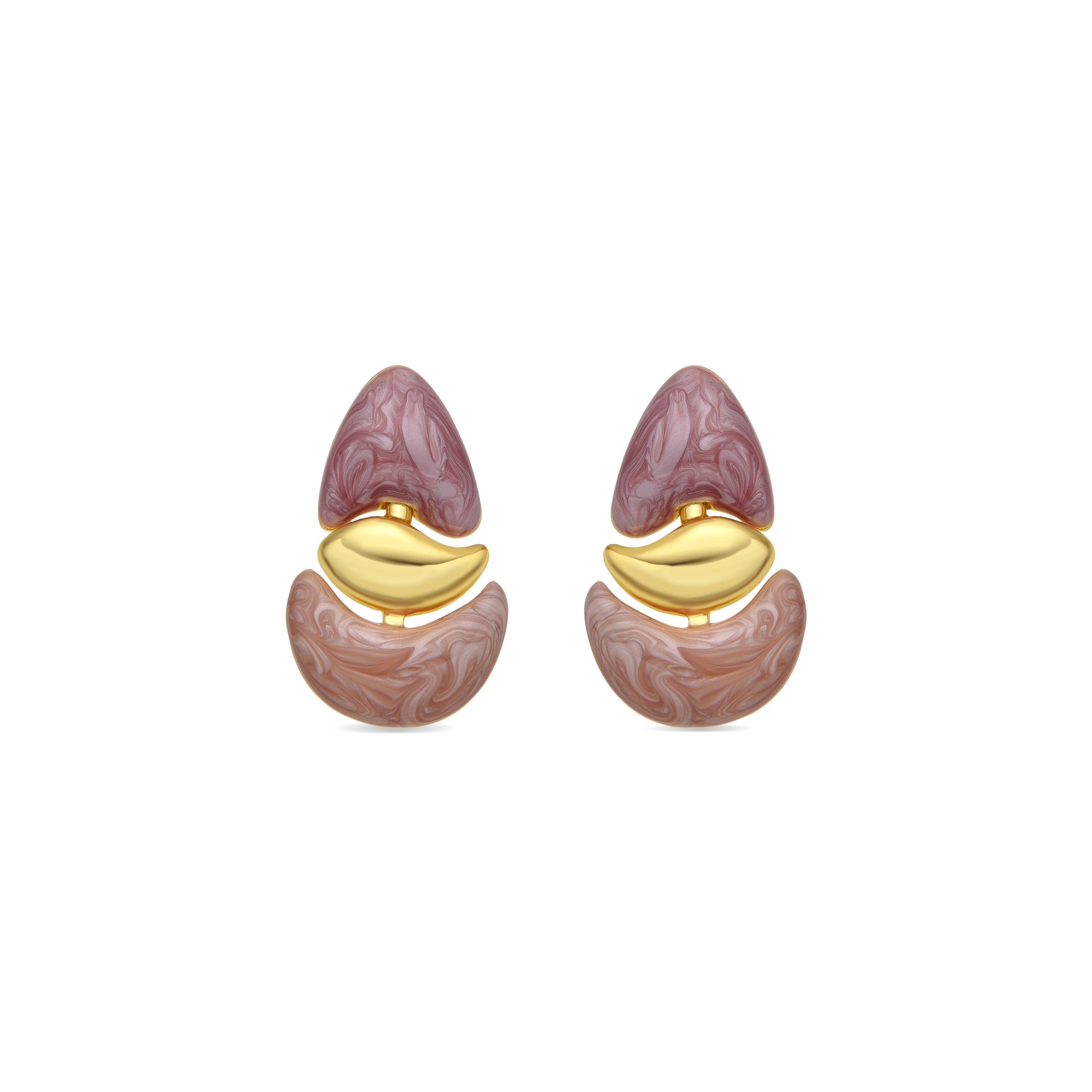 Ismaly earrings in fuchsia lacquer with an 18k yellow gold finish