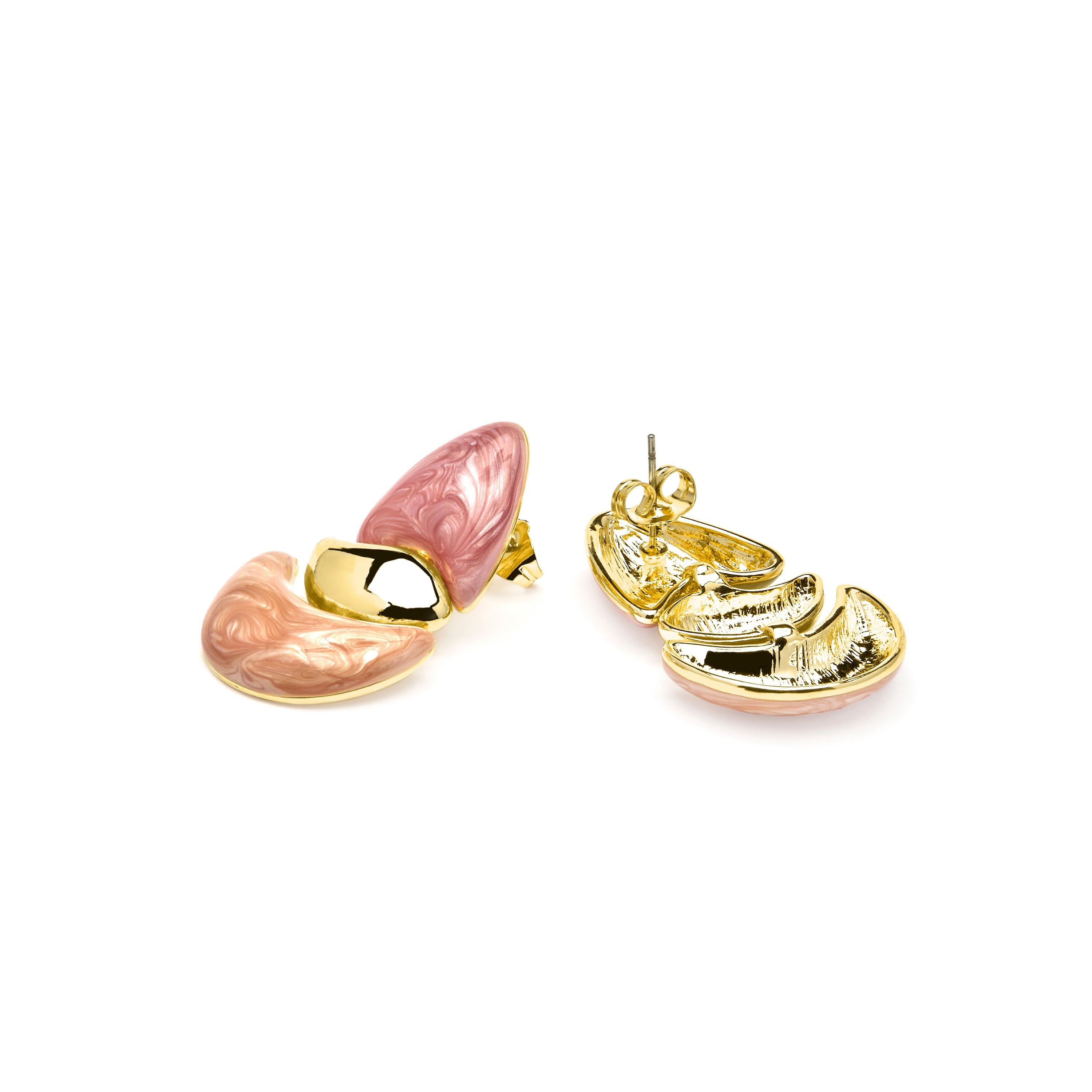 Ismaly earrings in fuchsia lacquer with an 18k yellow gold finish