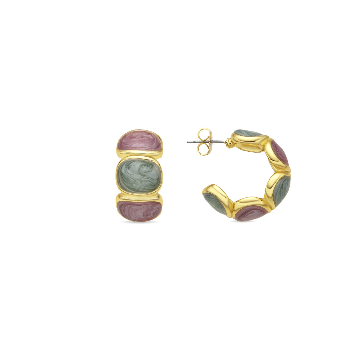 Tydra Multicolor Lacquer Earrings with 18k Yellow Gold Finish