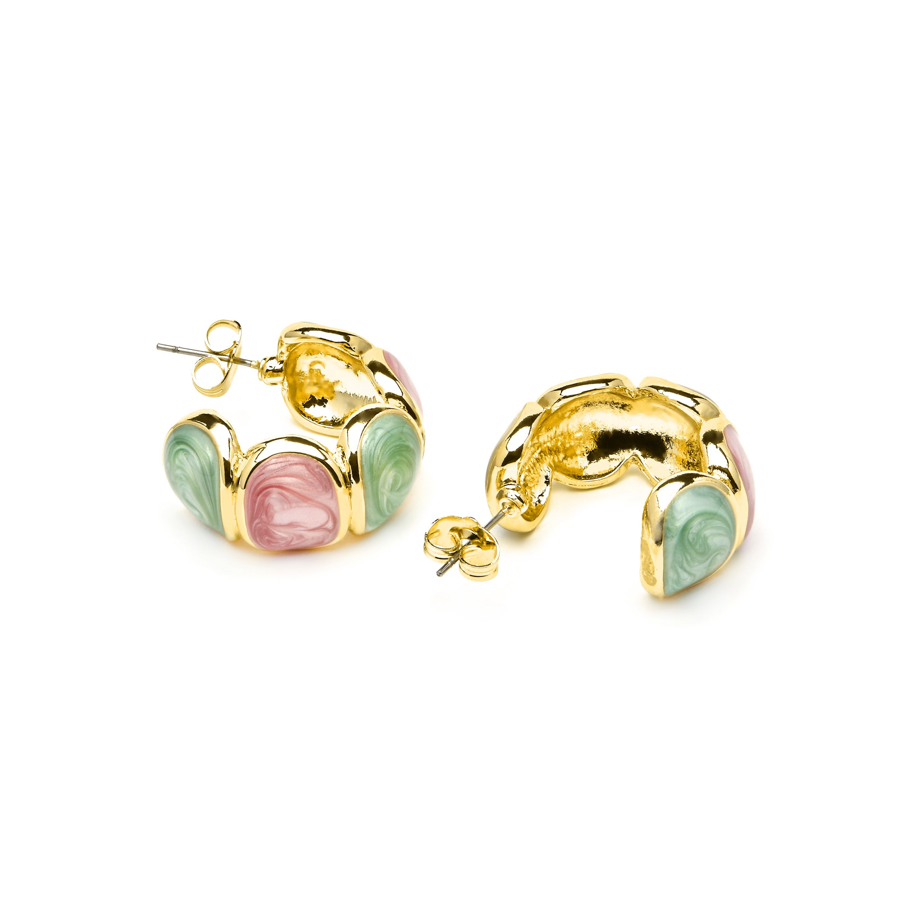Tydra Multicolor Lacquer Earrings with 18k Yellow Gold Finish