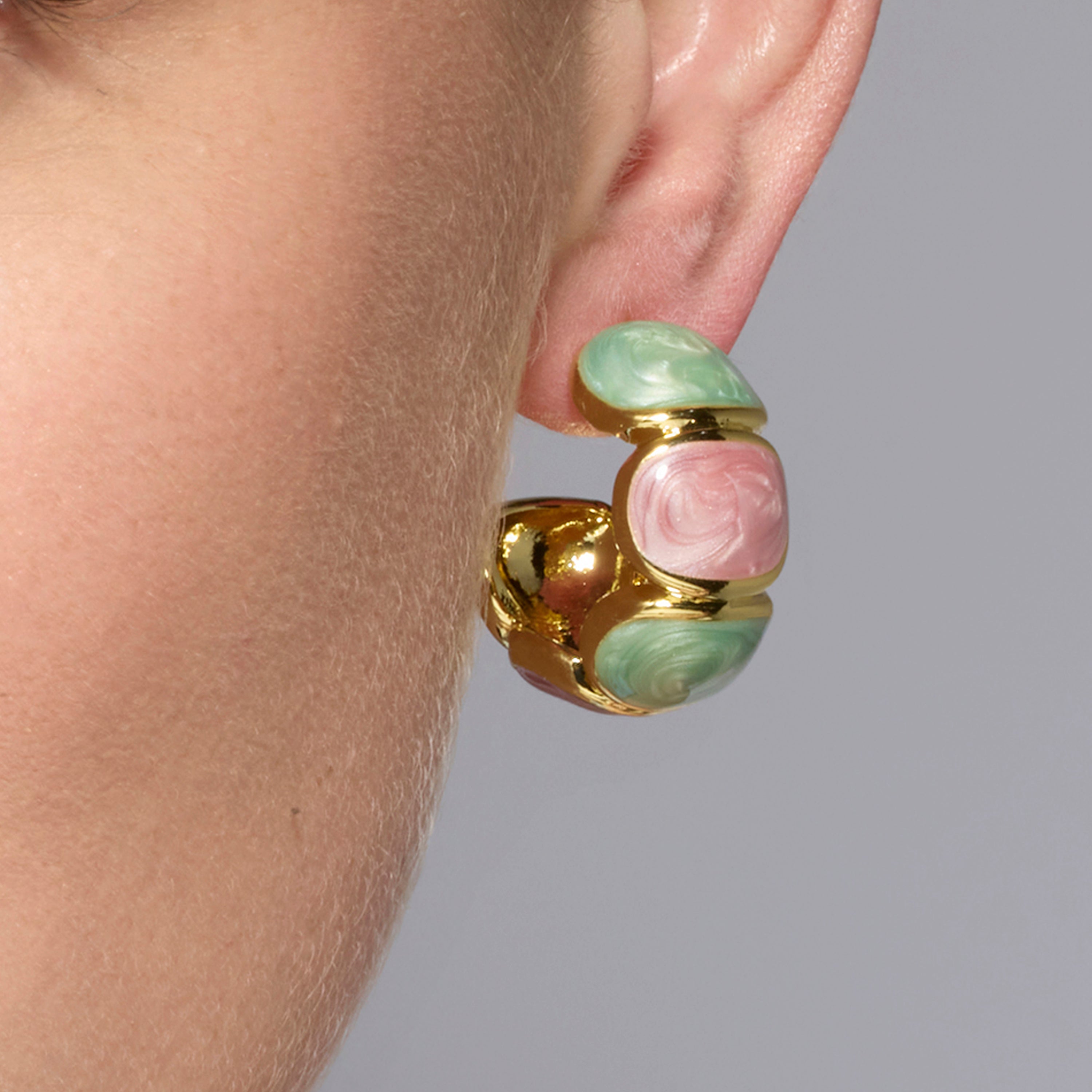 Tydra Multicolor Lacquer Earrings with 18k Yellow Gold Finish