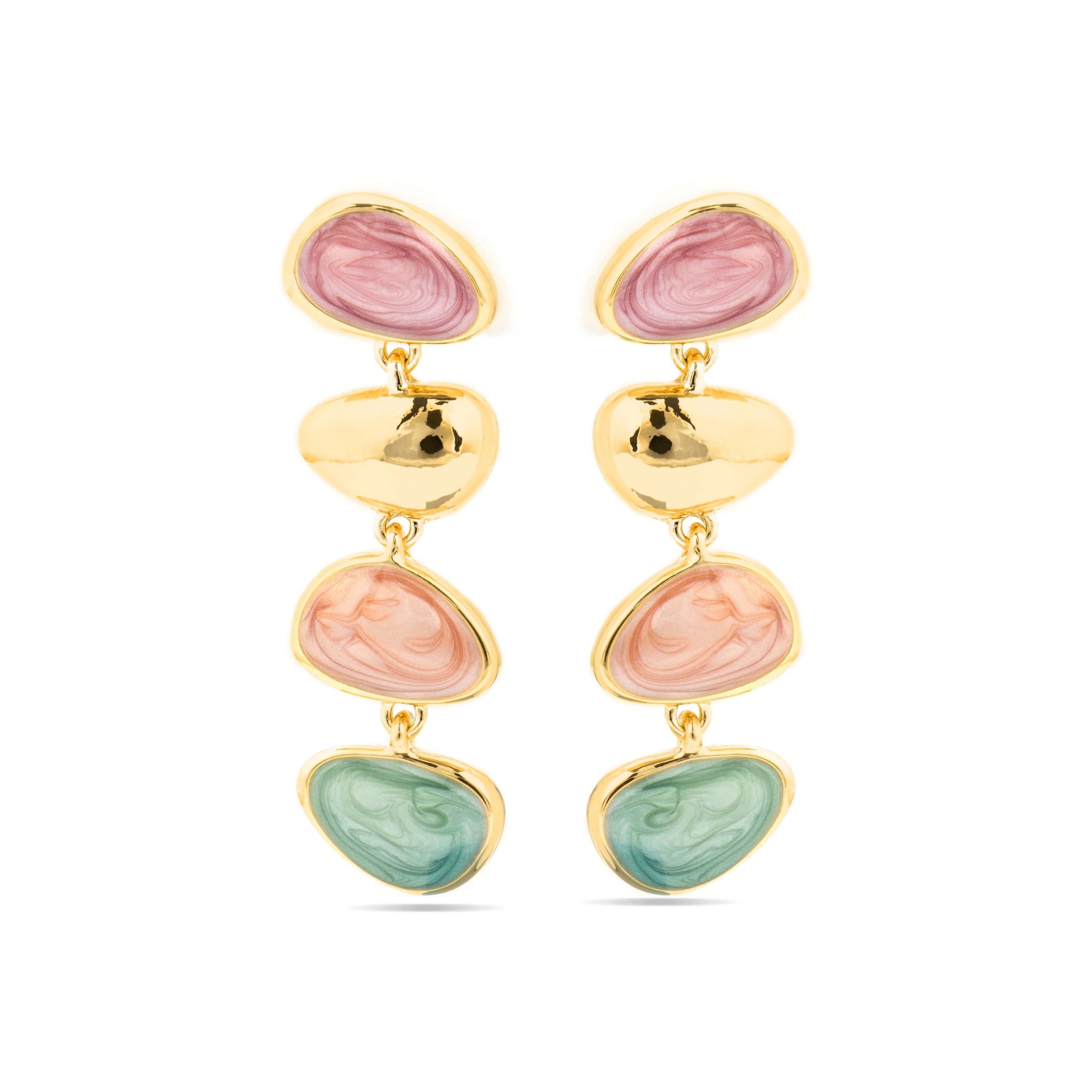18k yellow gold and multicolor lacquer earrings - Bolhy