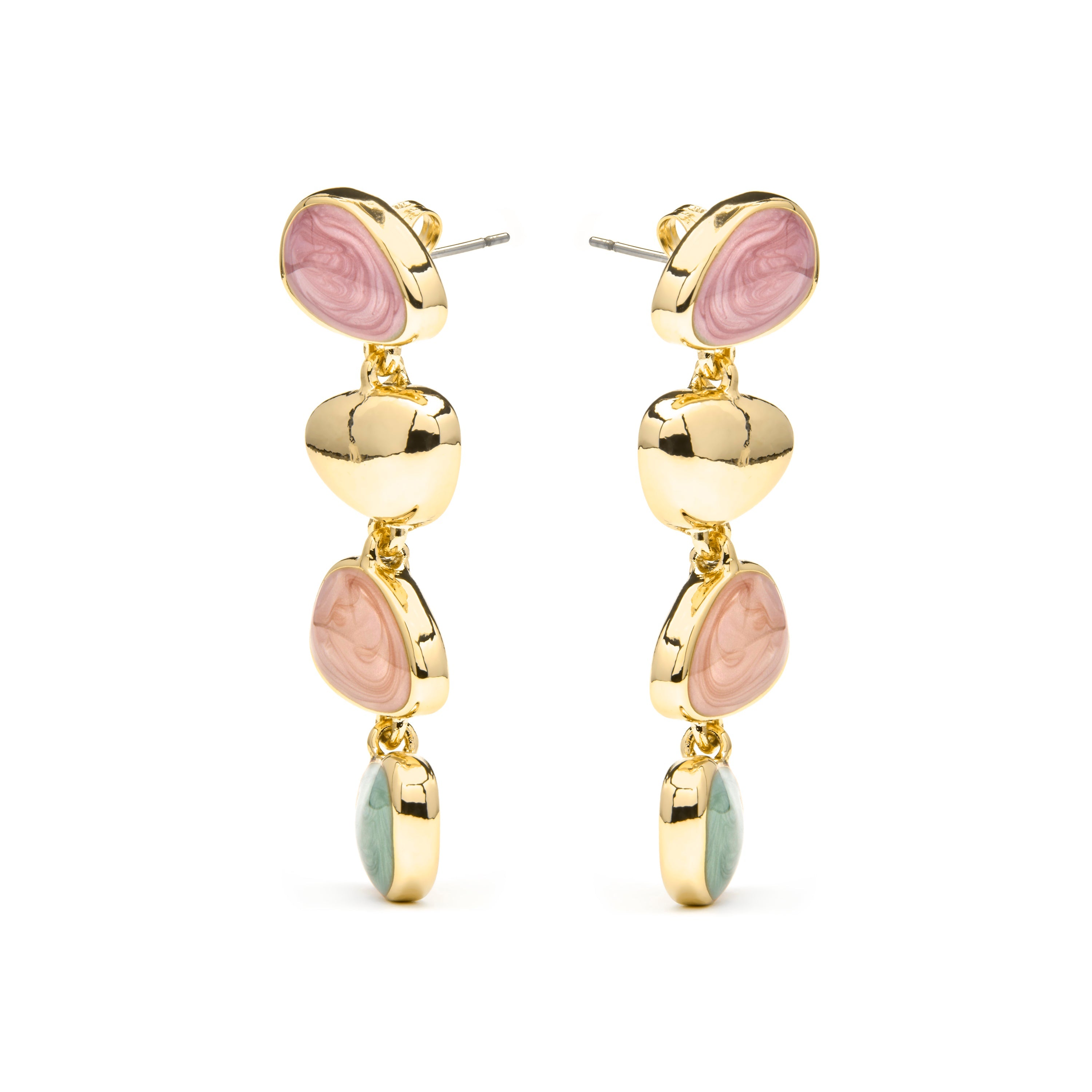 Brincos com acabamento em ouro amarelo 18k e Lacado Multicolorido - Bolhy