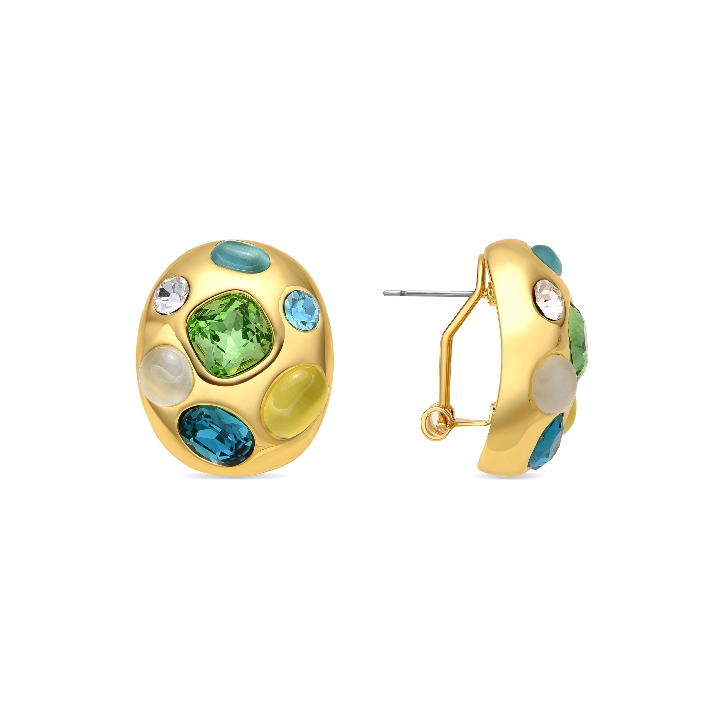 Brincos banhados a ouro amarelo 18k e Cristal Multicolorido - Alik