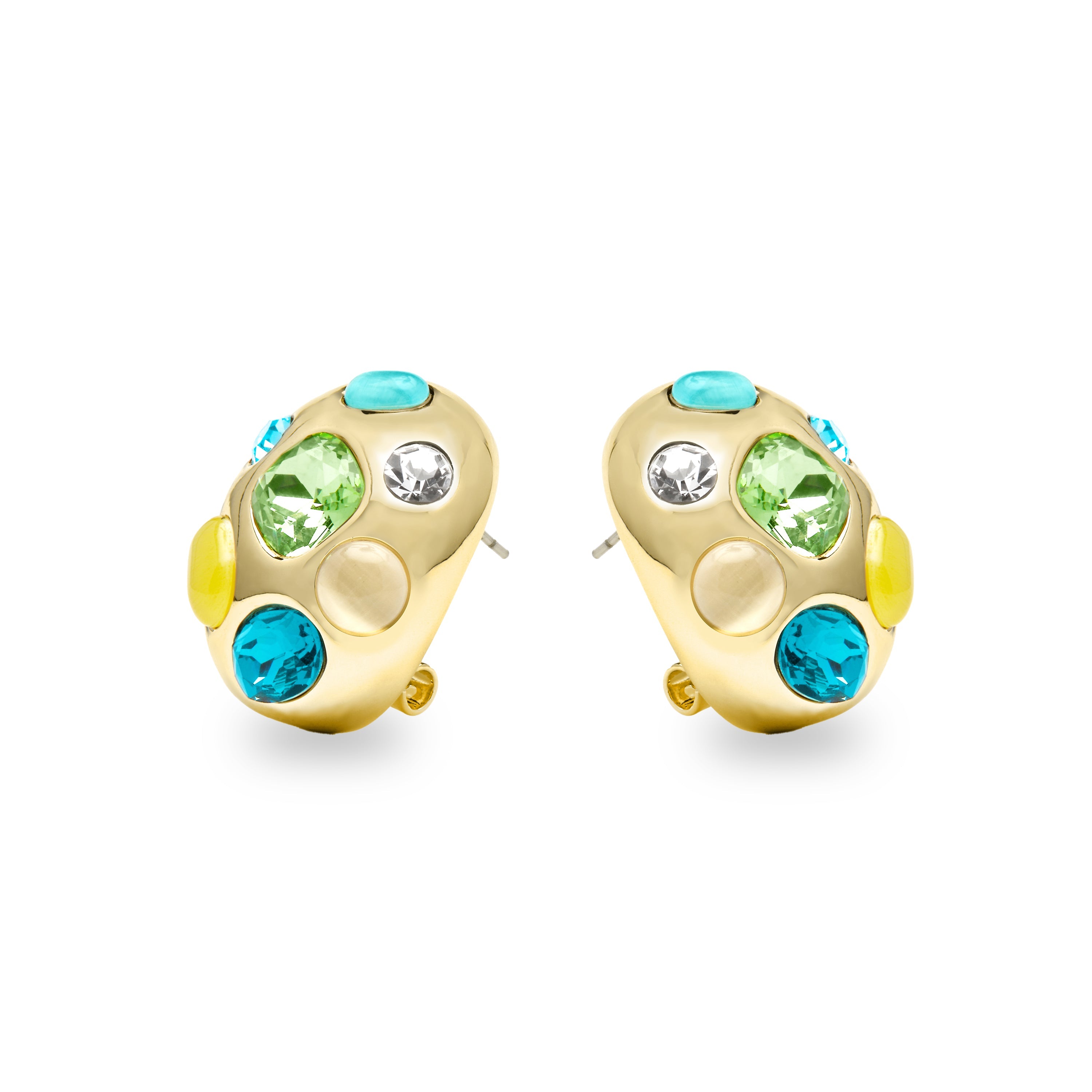 Brincos banhados a ouro amarelo 18k e Cristal Multicolorido - Alik