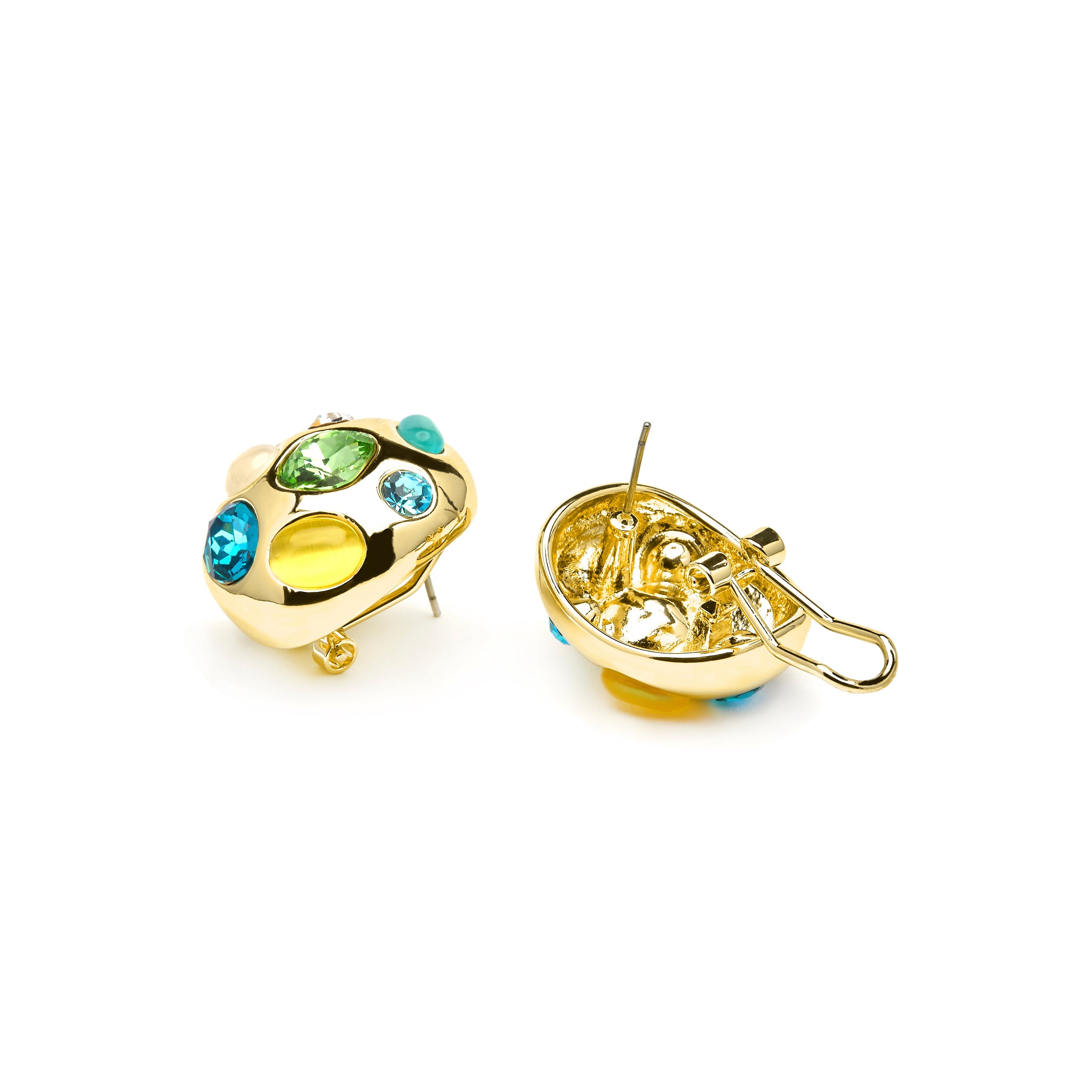 Brincos banhados a ouro amarelo 18k e Cristal Multicolorido - Alik