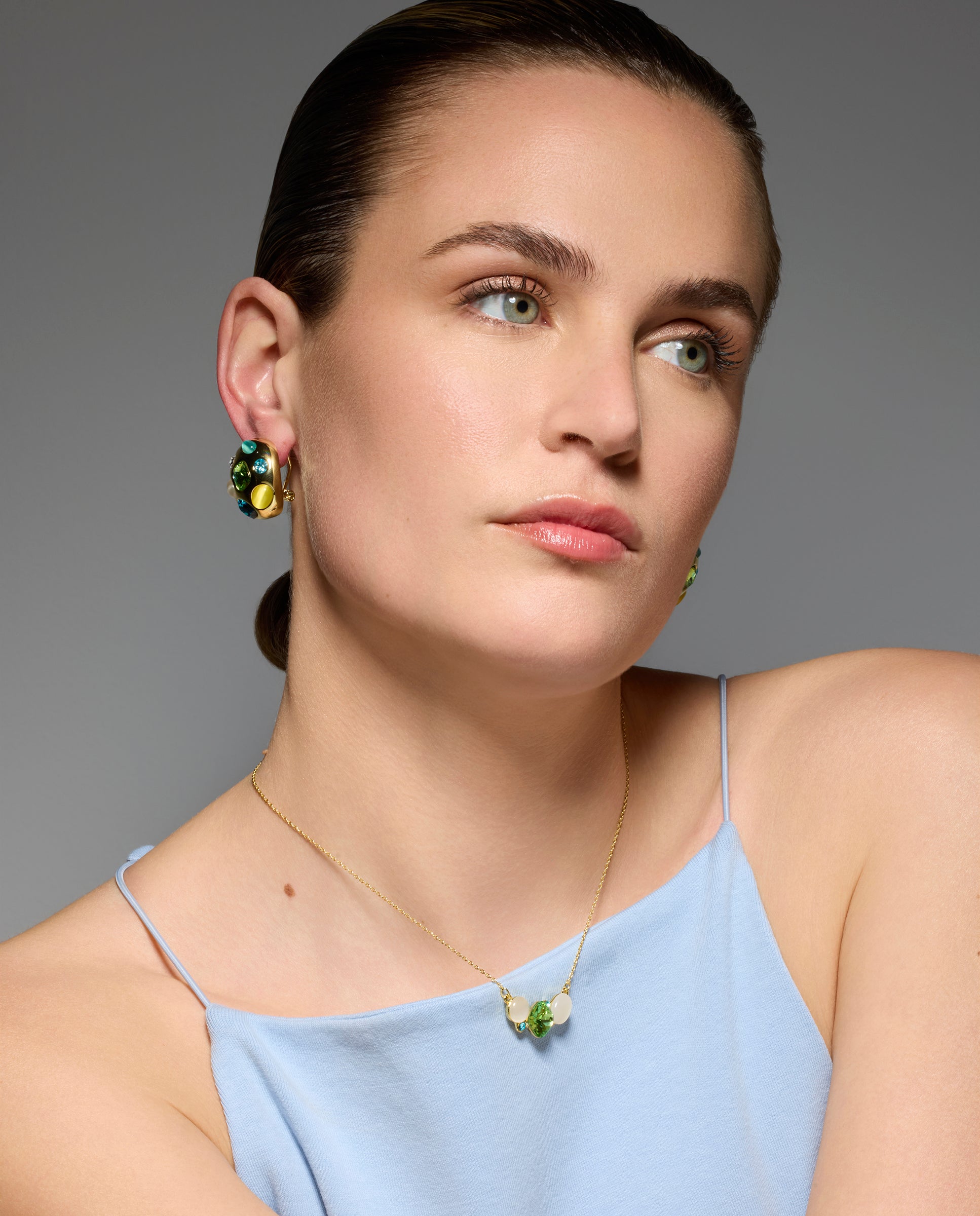 18k yellow gold finish earrings with multicolored crystals - Alik