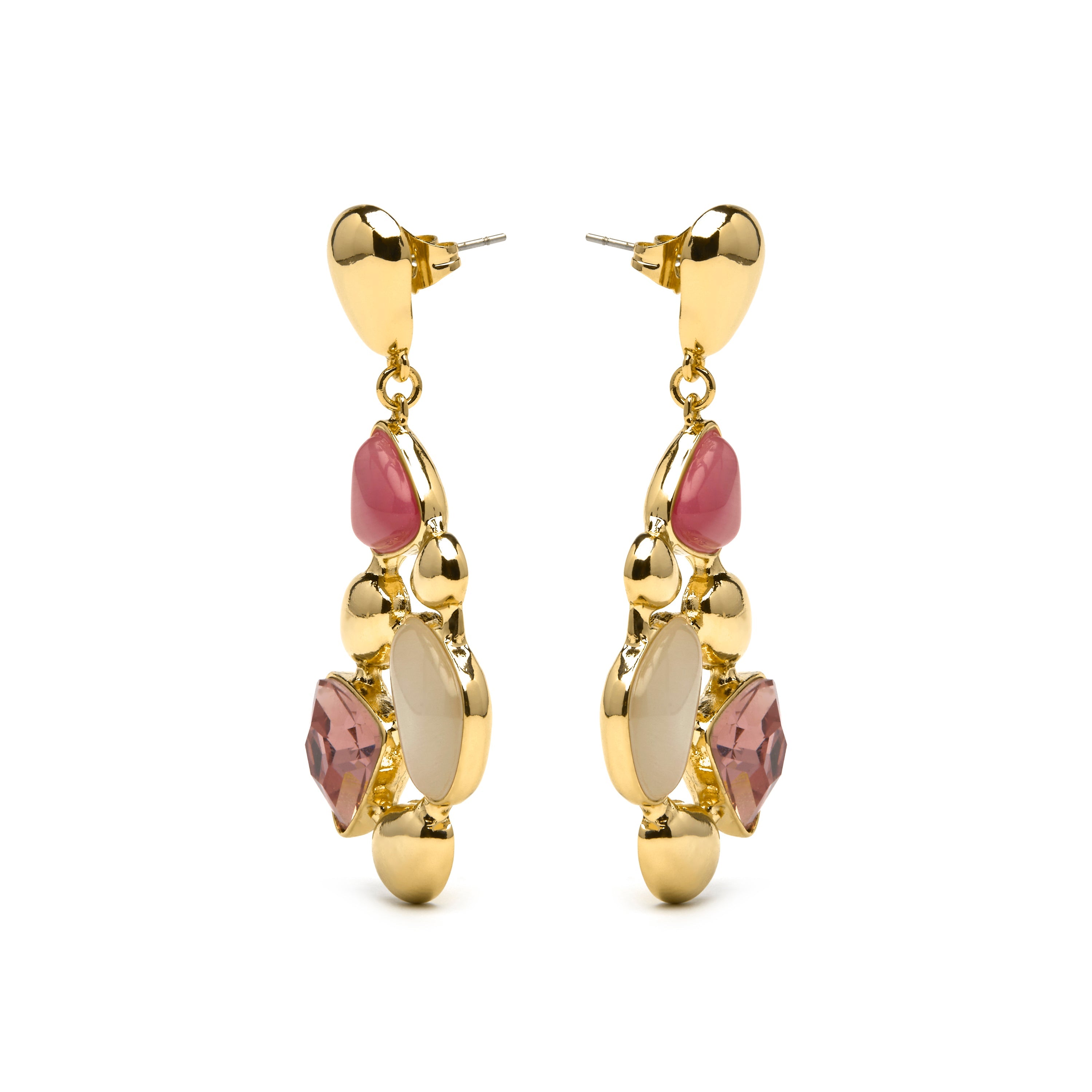 18k yellow gold finish earrings with multicolored crystals - Naxmo