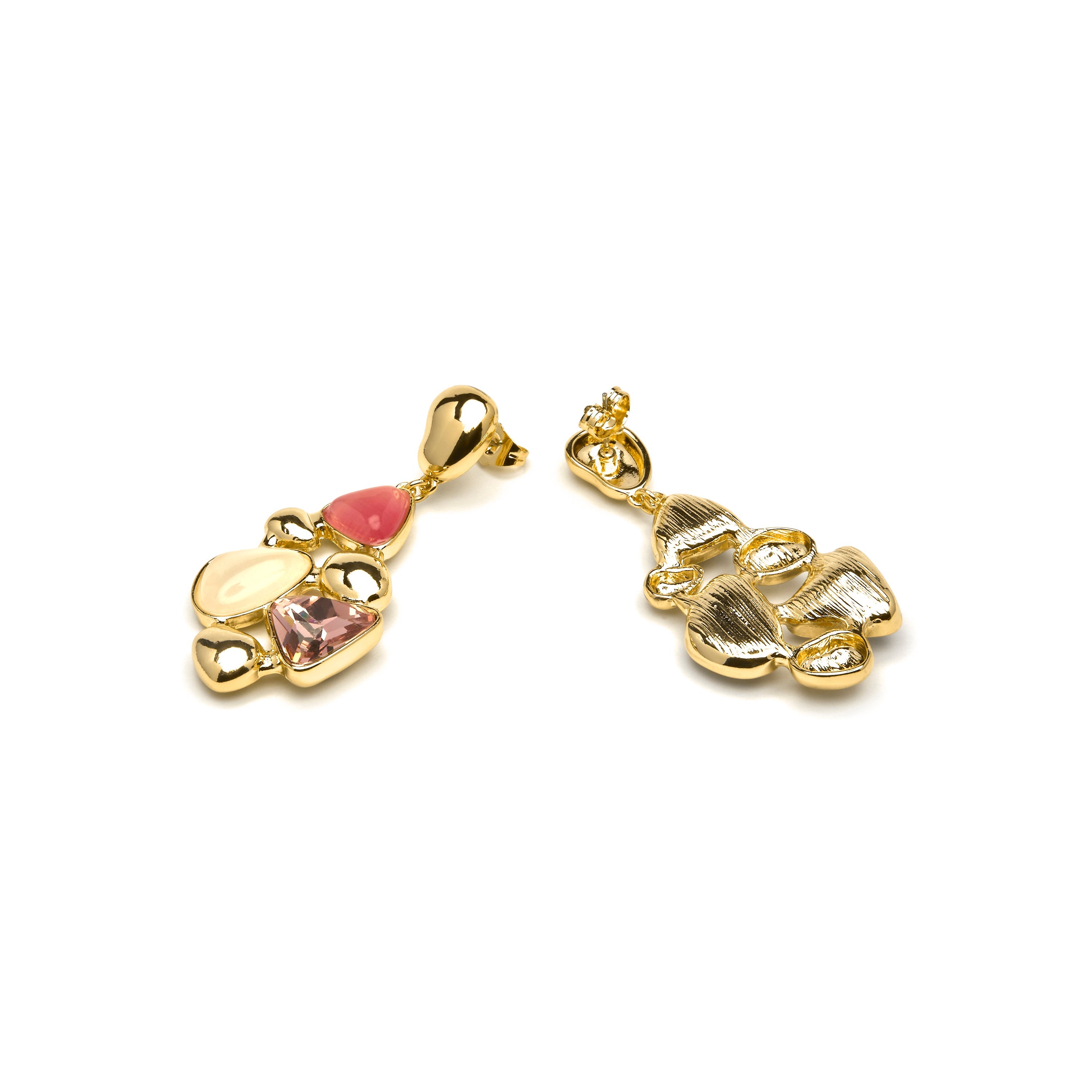 18k yellow gold finish earrings with multicolored crystals - Naxmo
