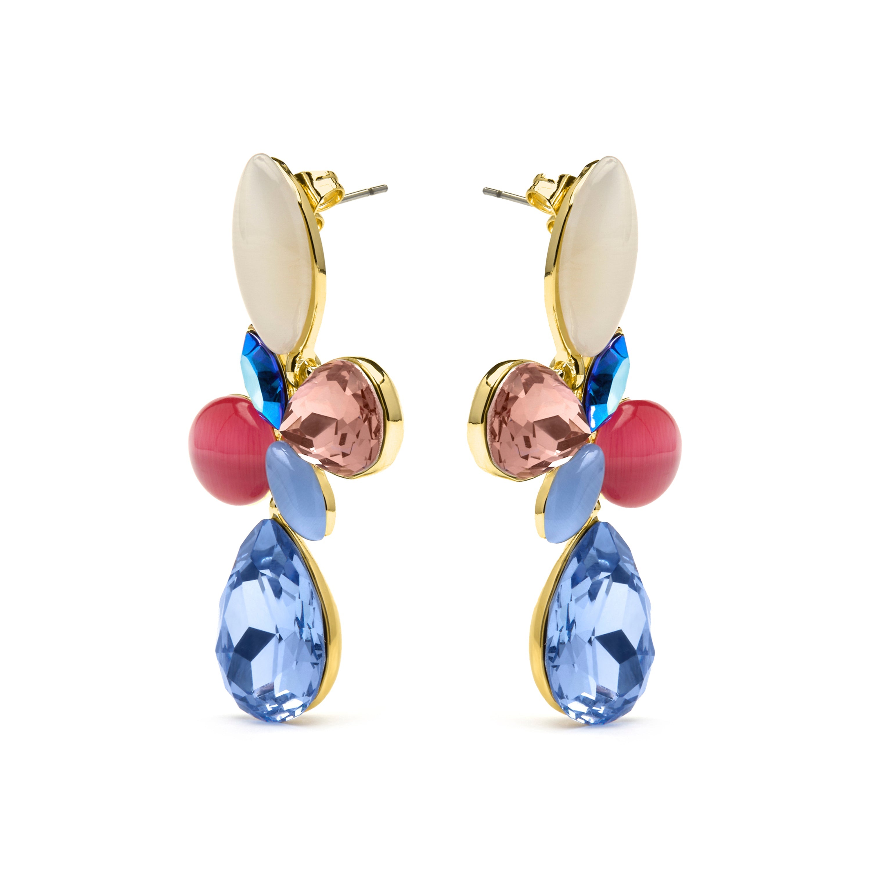 18k yellow gold finish earrings with multicolored crystals - Kaya