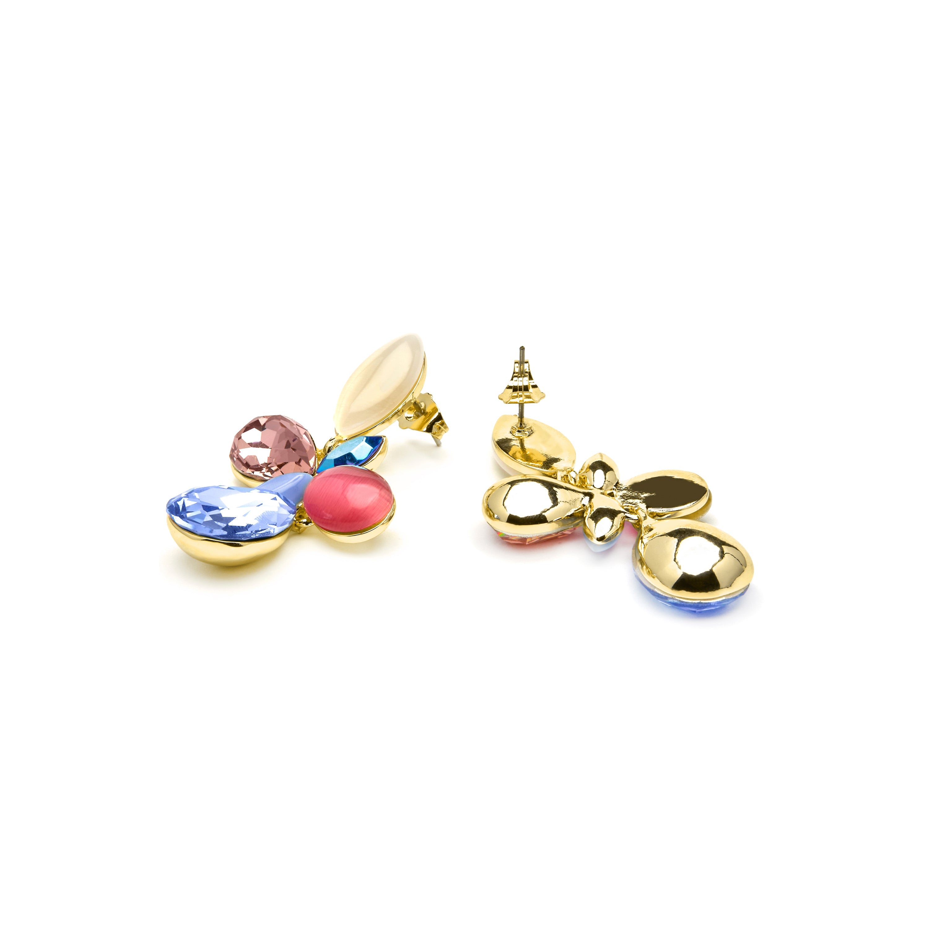18k yellow gold finish earrings with multicolored crystals - Kaya