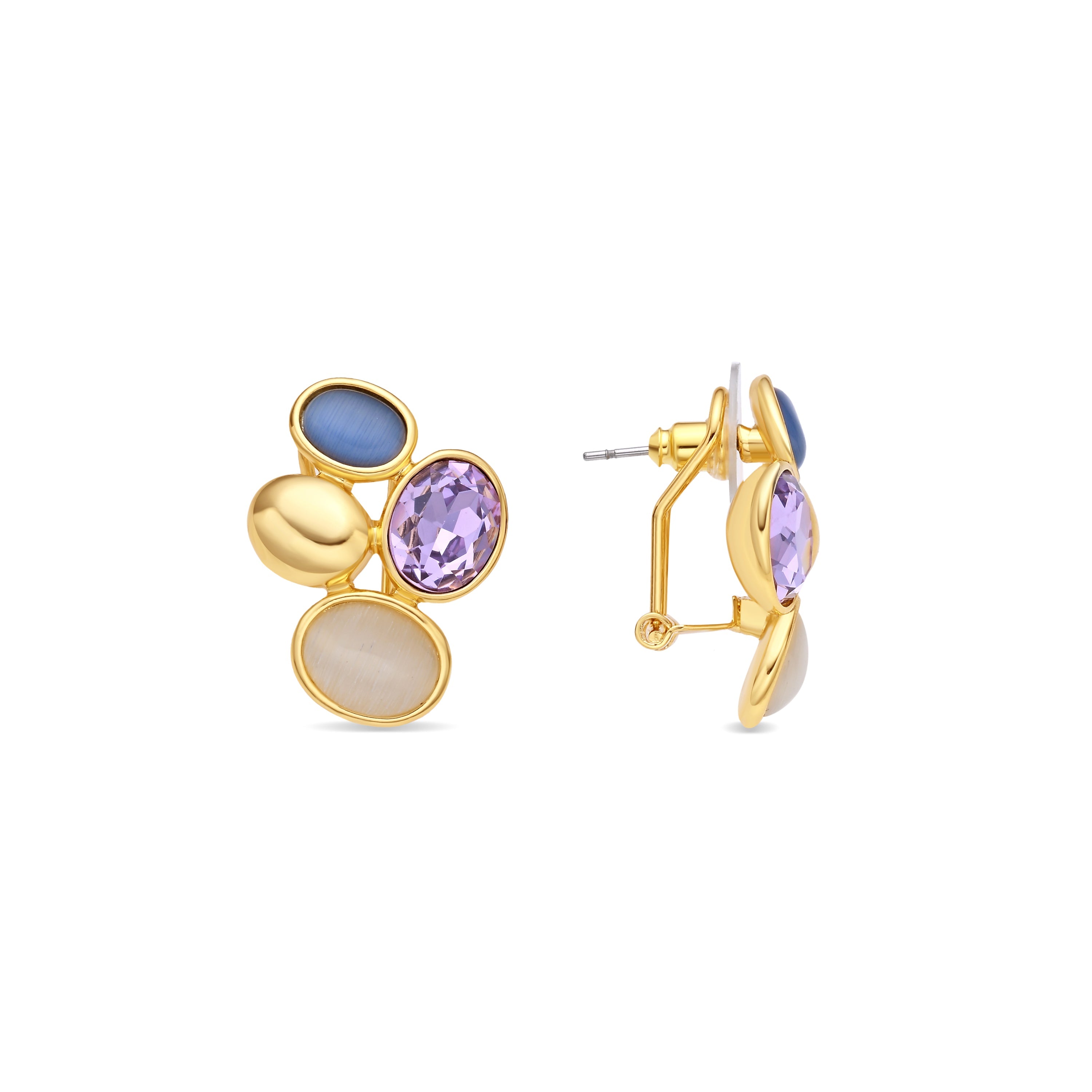 18k Yellow Gold Plated Purple Crystal Earrings - Sionu
