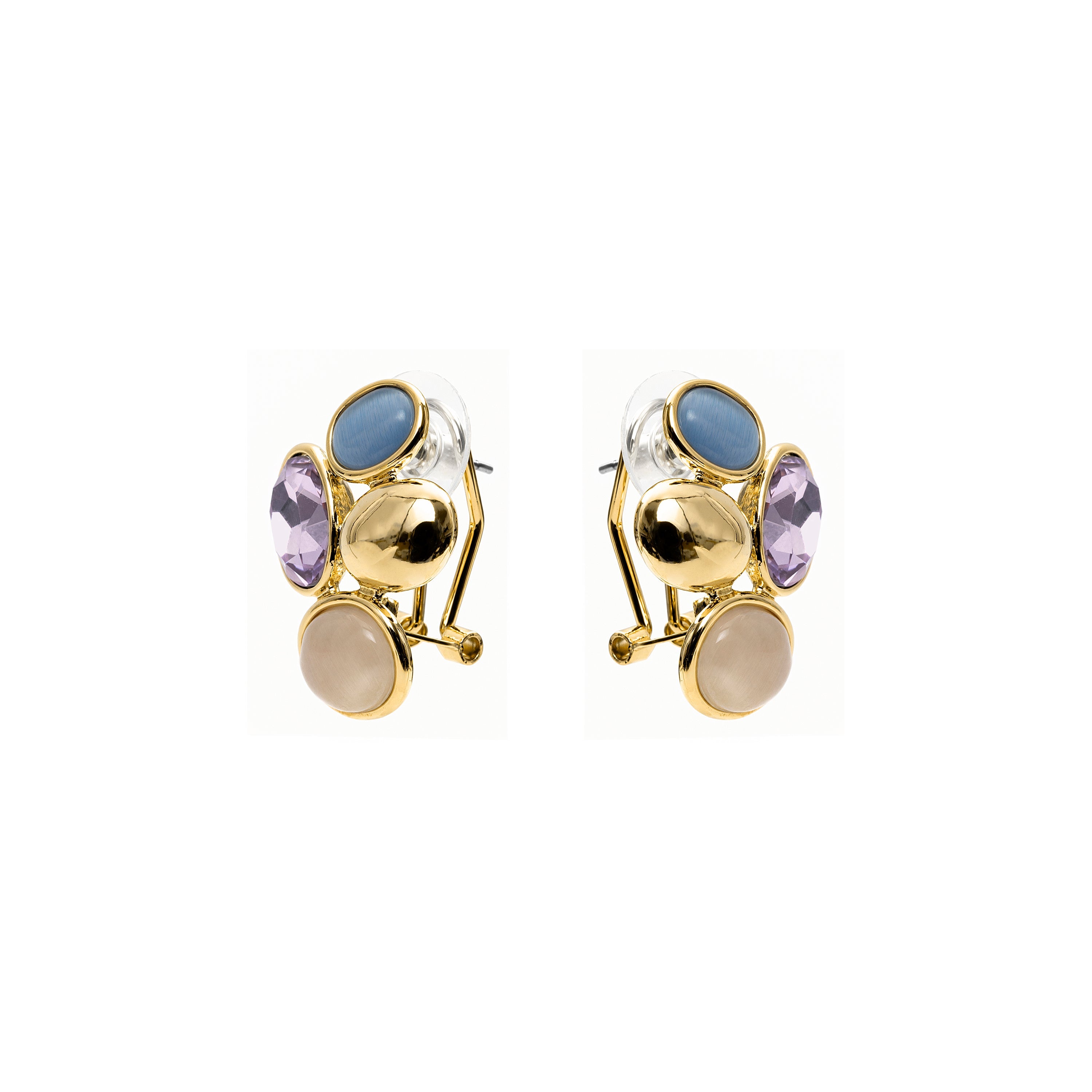 18k Yellow Gold Plated Purple Crystal Earrings - Sionu