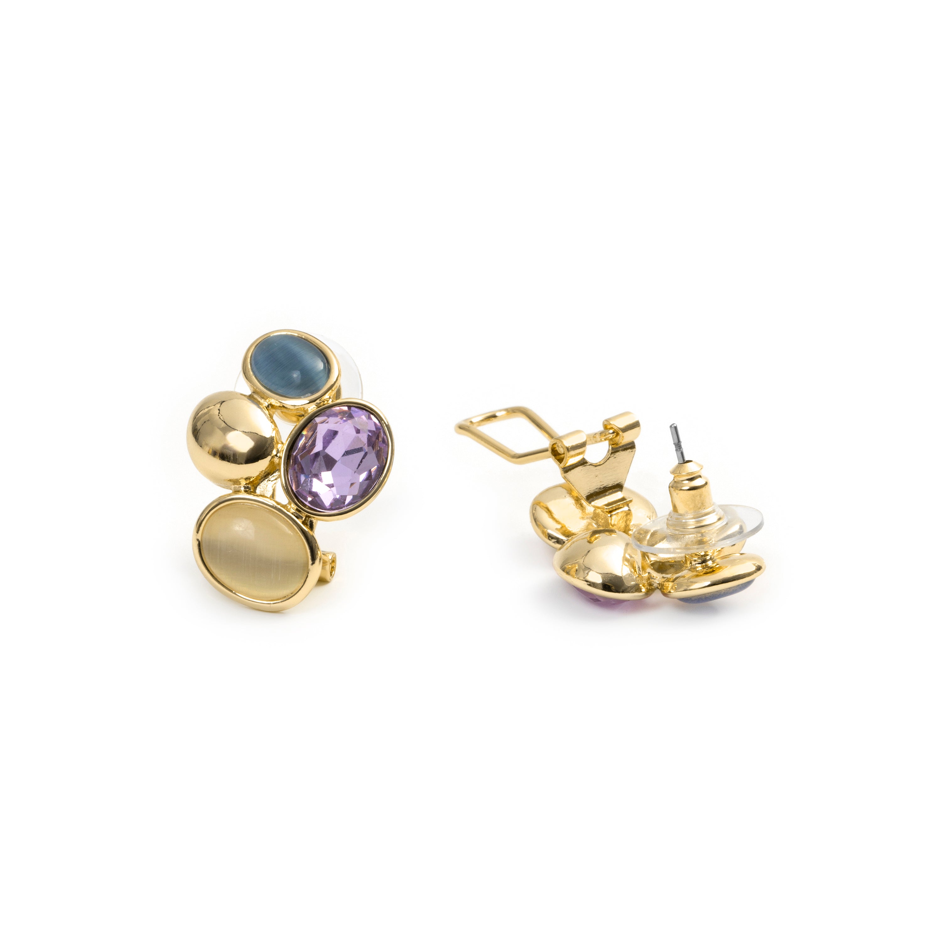 18k Yellow Gold Plated Purple Crystal Earrings - Sionu