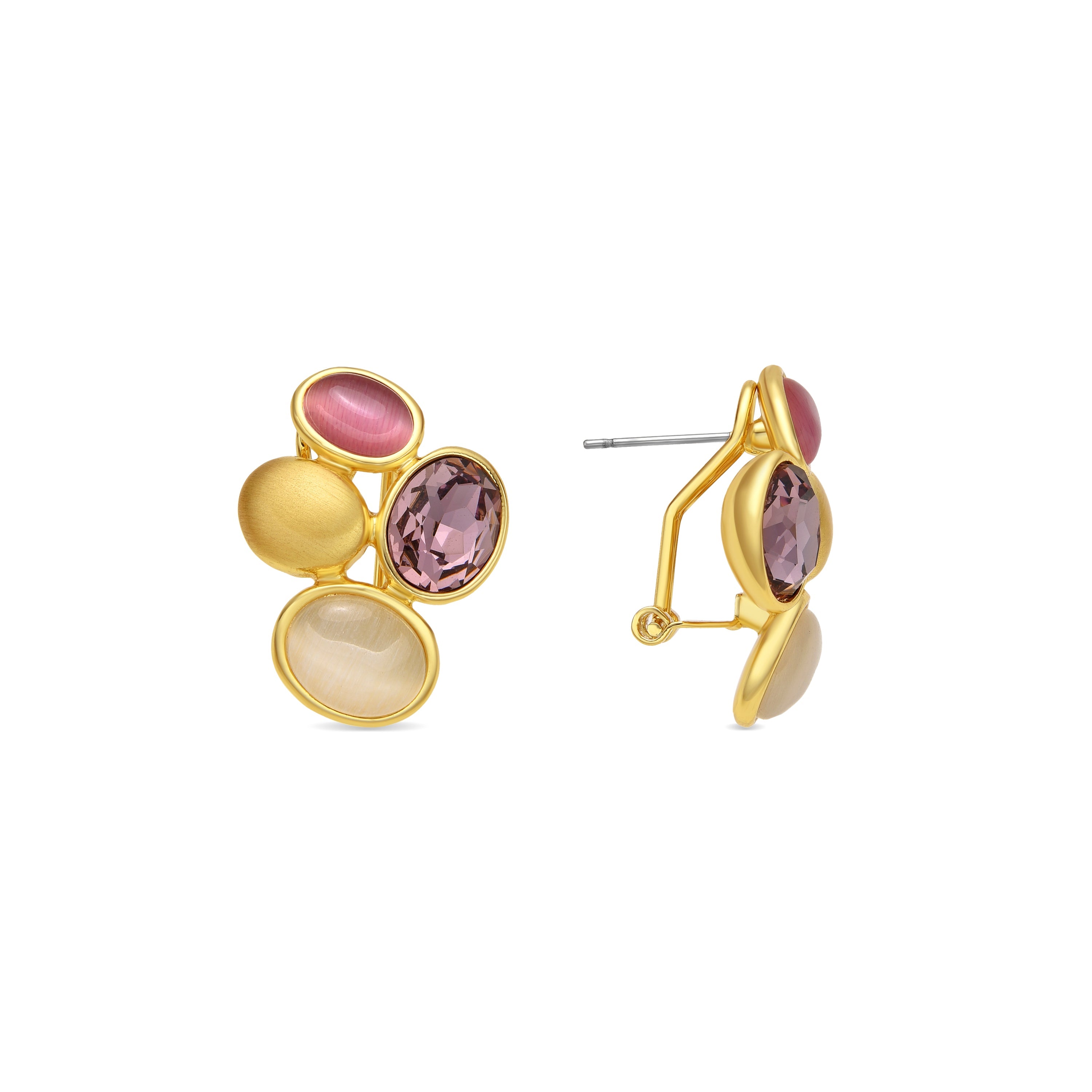 18k yellow gold finish earrings with multicolored crystals - Sionu