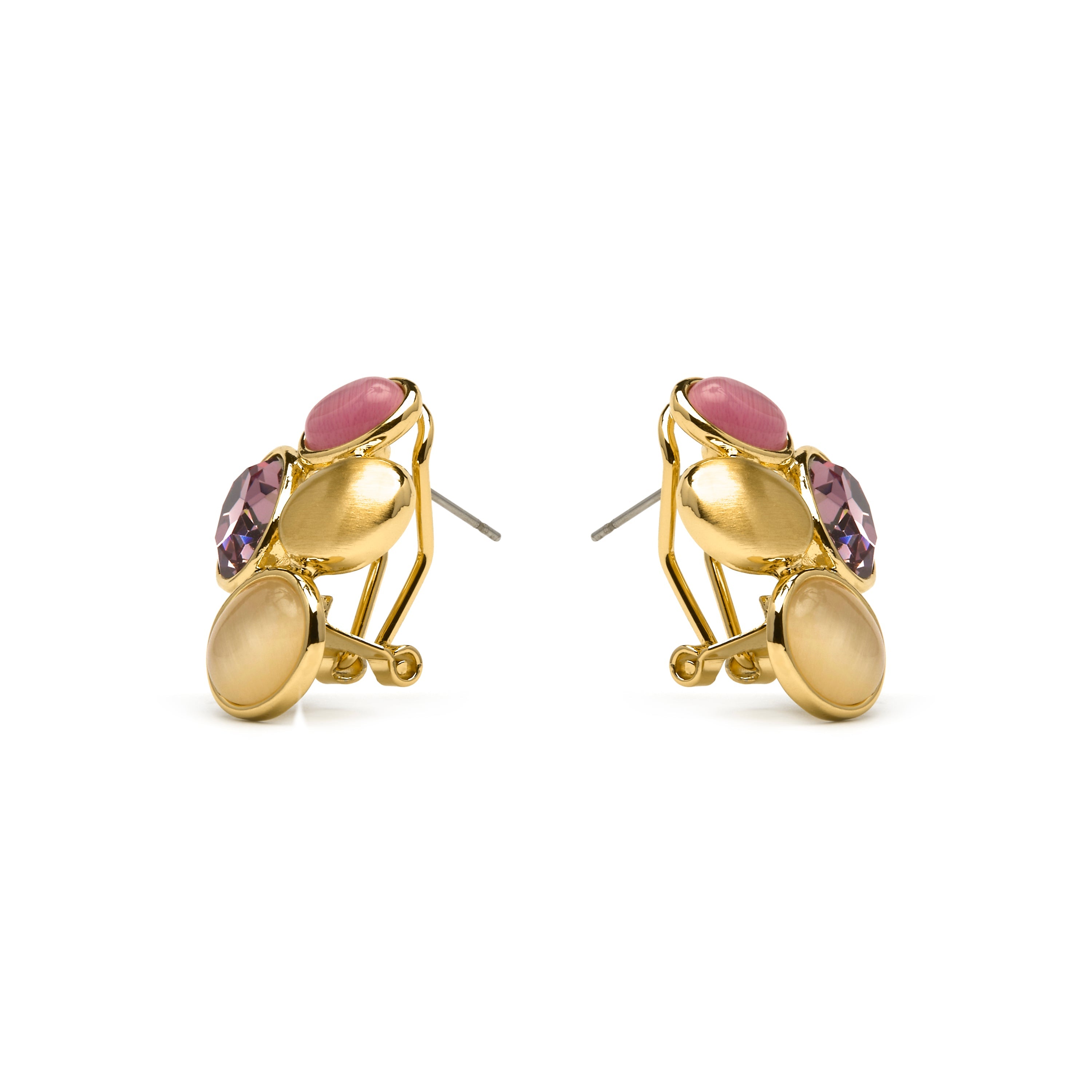 18k yellow gold finish earrings with multicolored crystals - Sionu