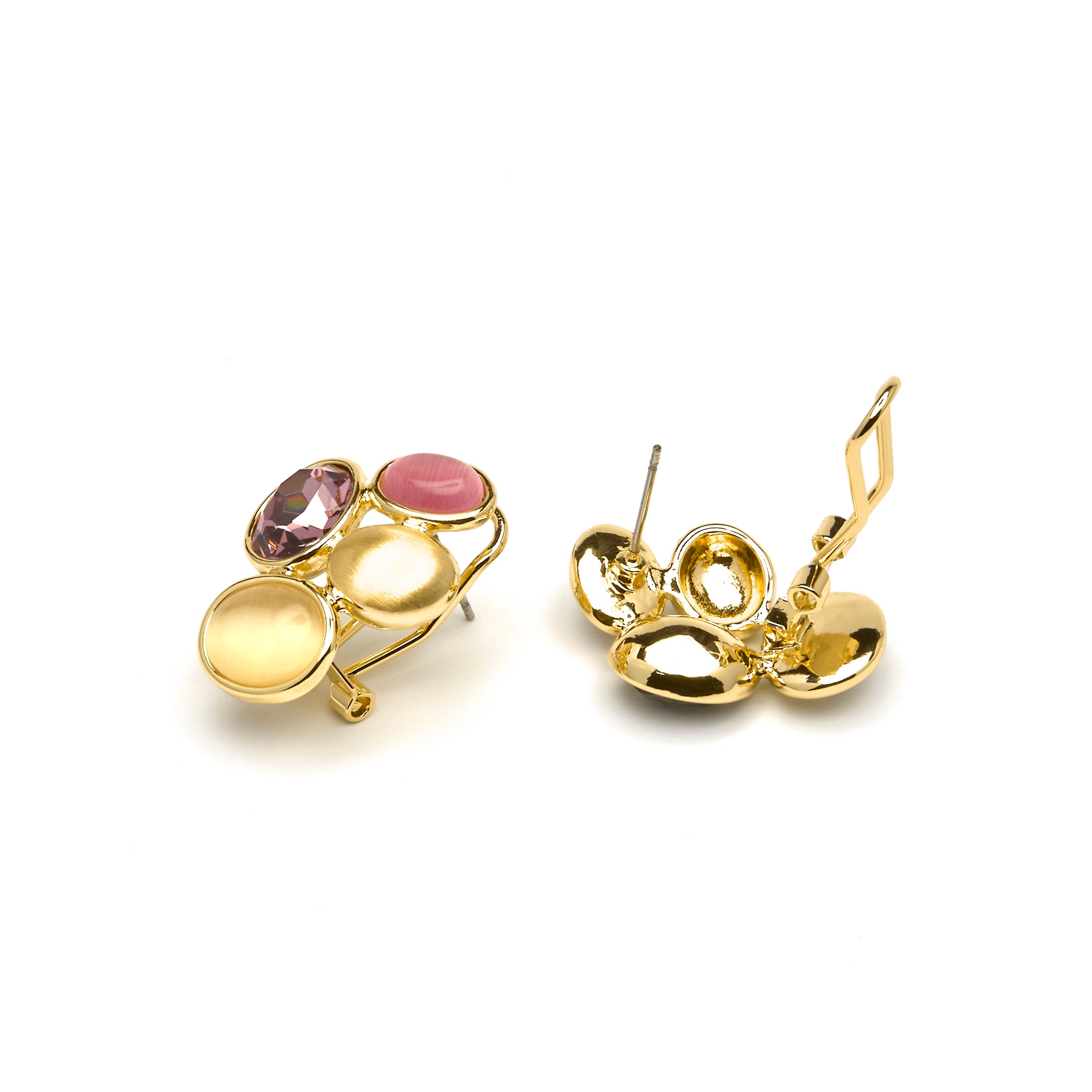 18k yellow gold finish earrings with multicolored crystals - Sionu