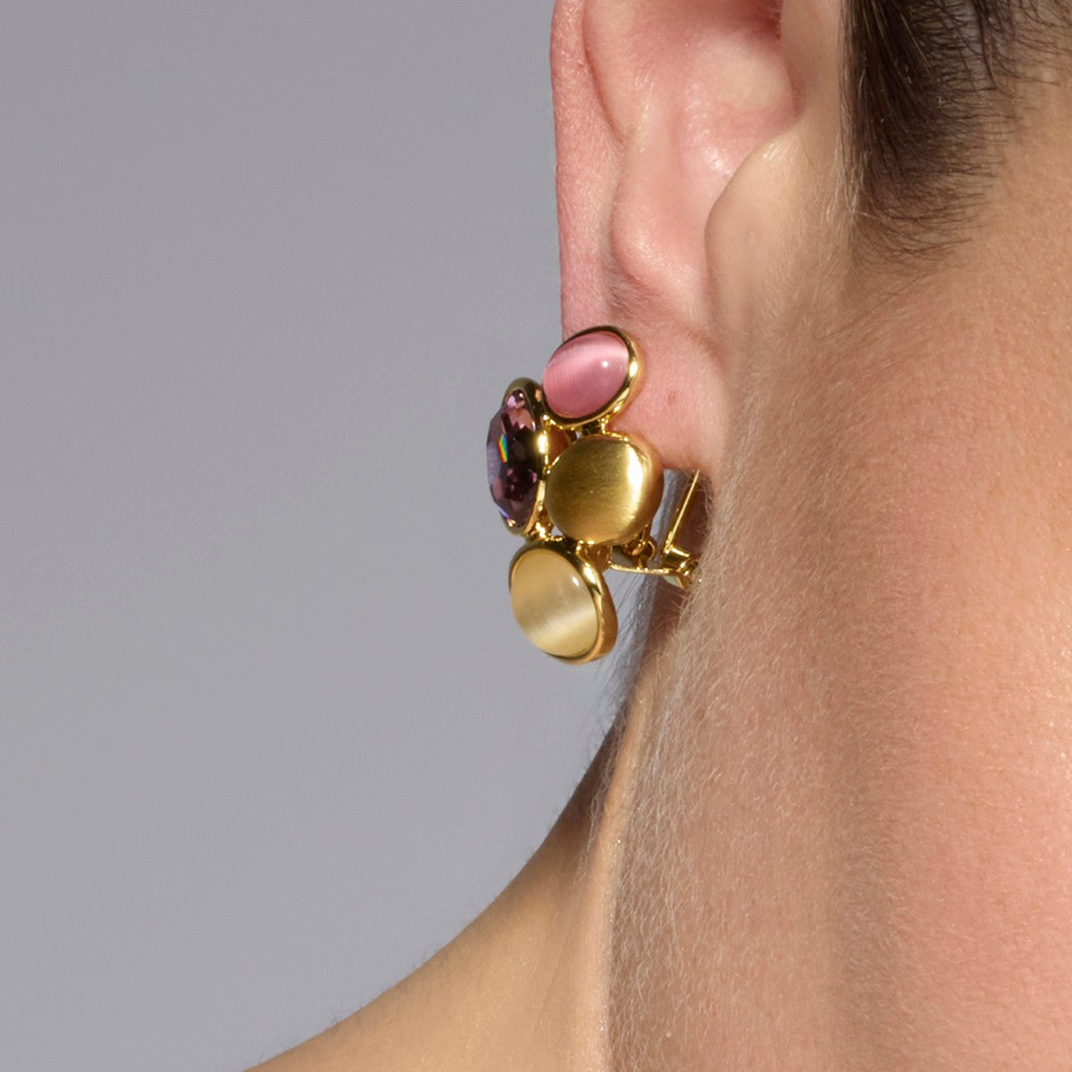 18k yellow gold finish earrings with multicolored crystals - Sionu