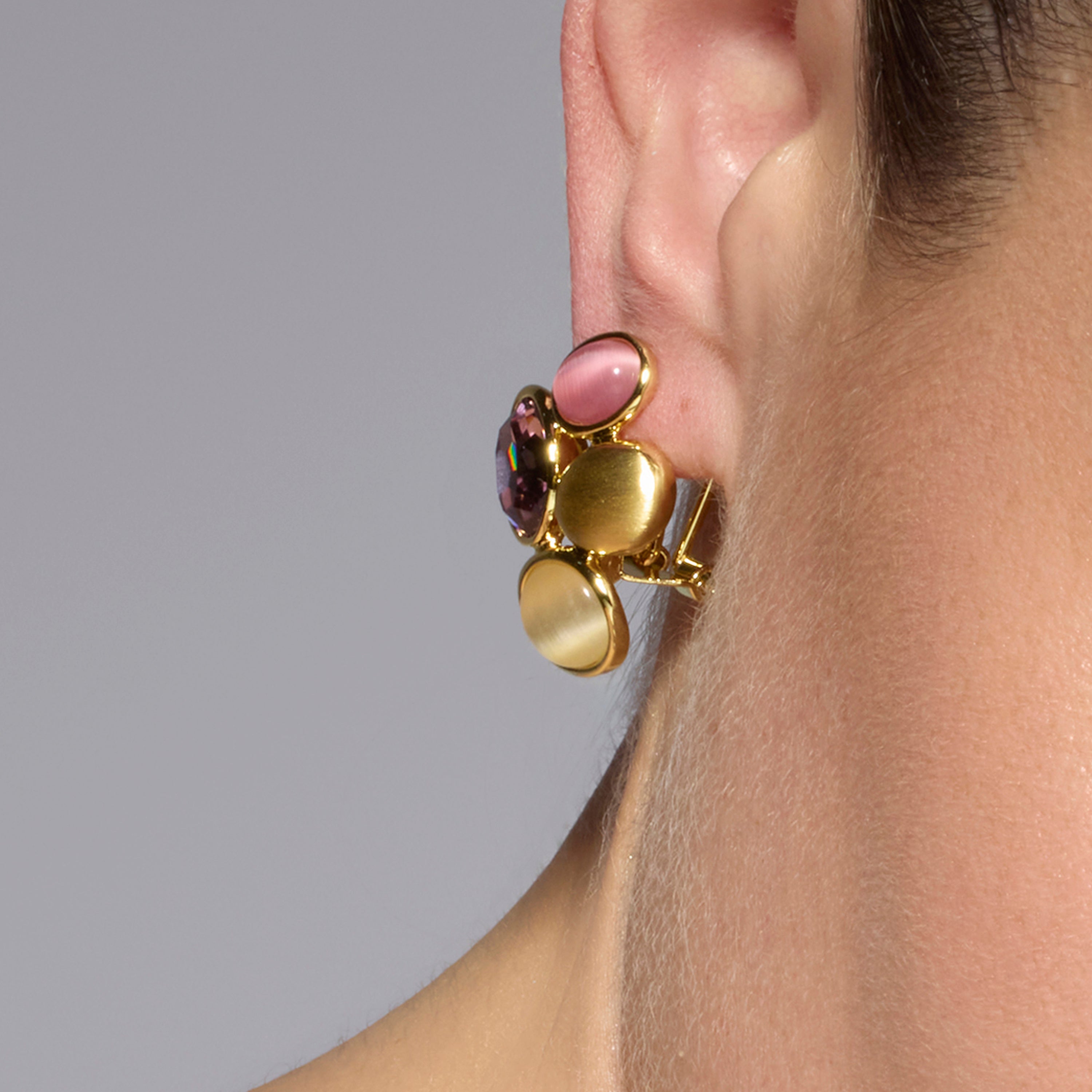 18k yellow gold finish earrings with multicolored crystals - Sionu