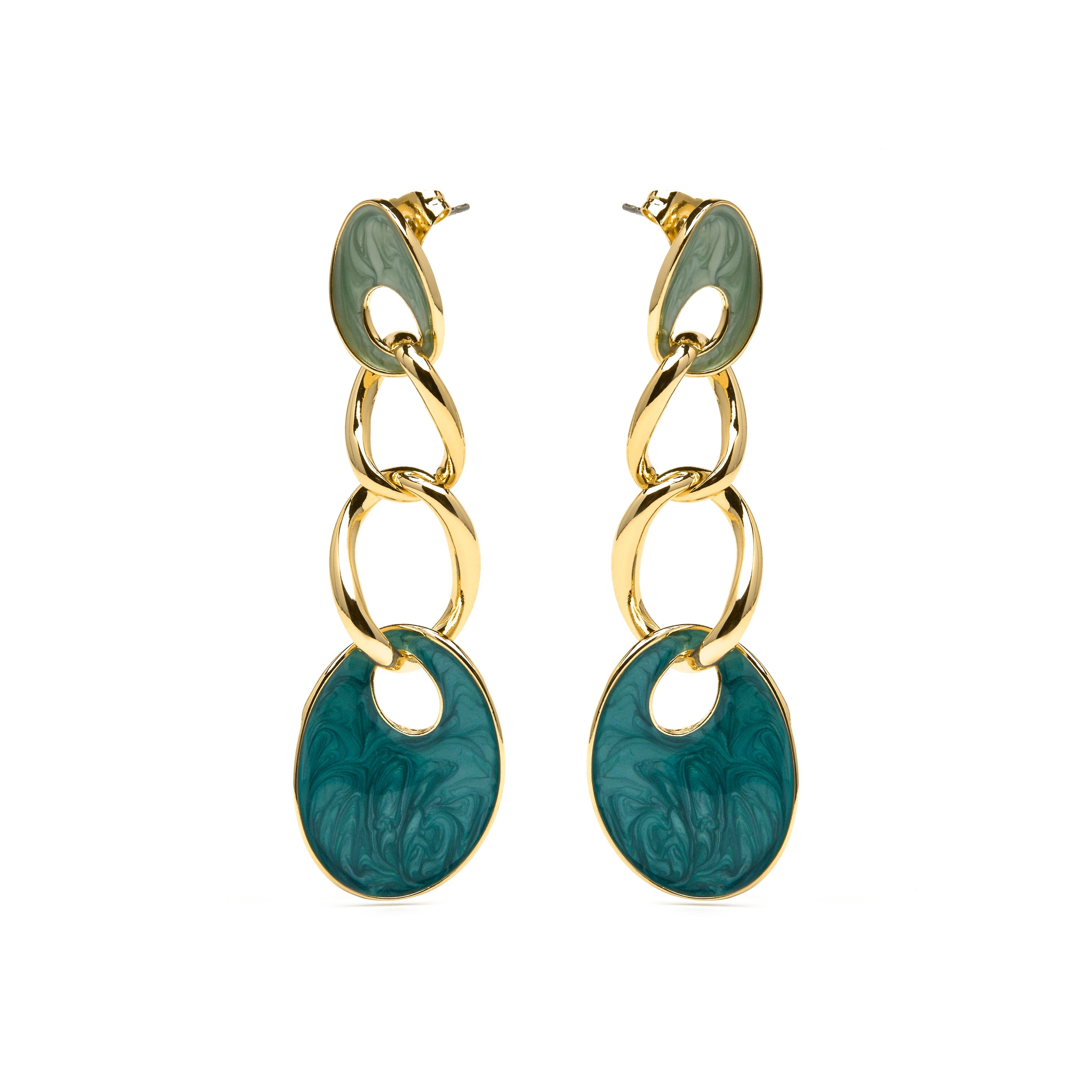 18k yellow gold and blue lacquer finish earrings - Makan