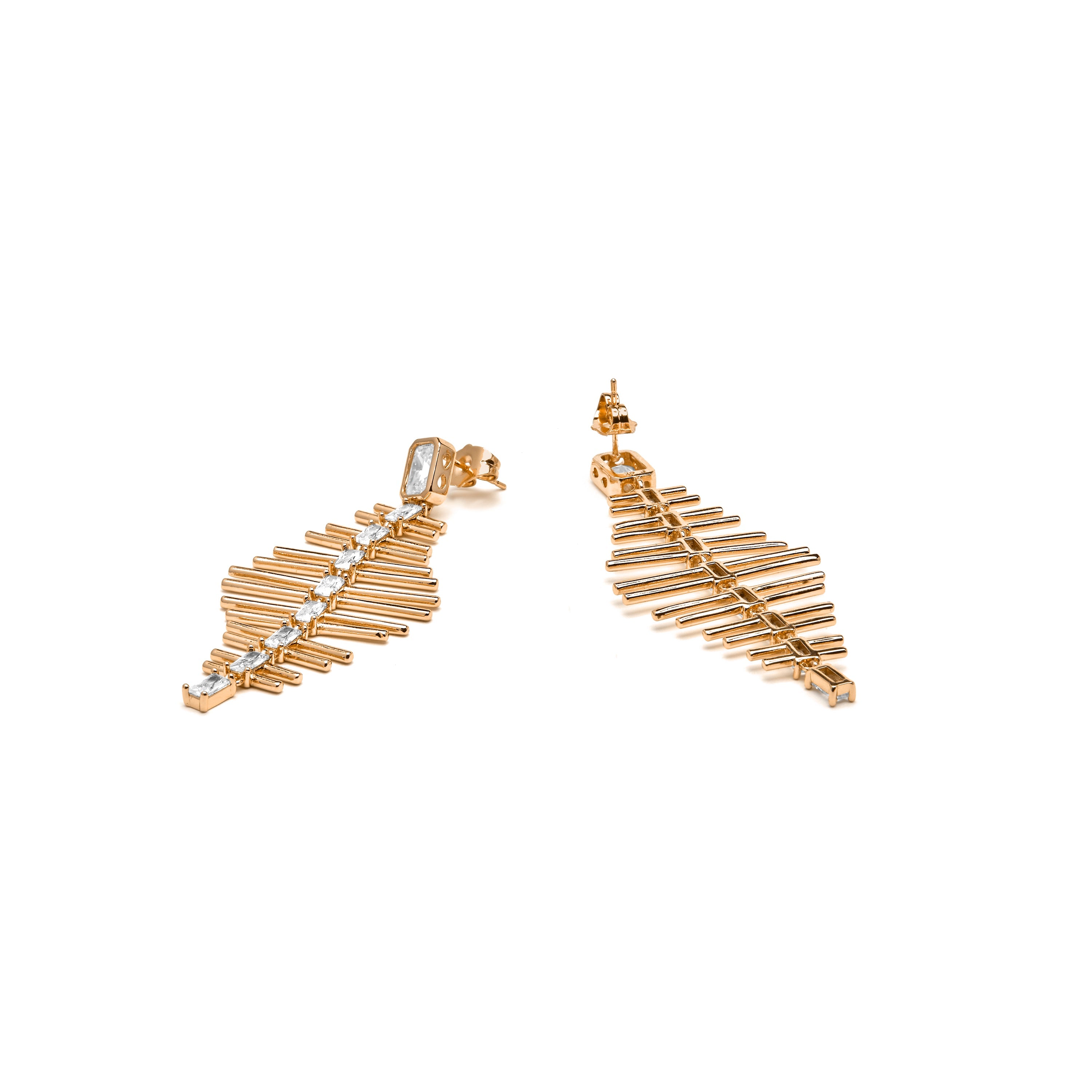 18k yellow gold finish earrings with brilliant zirconia - Sabrin