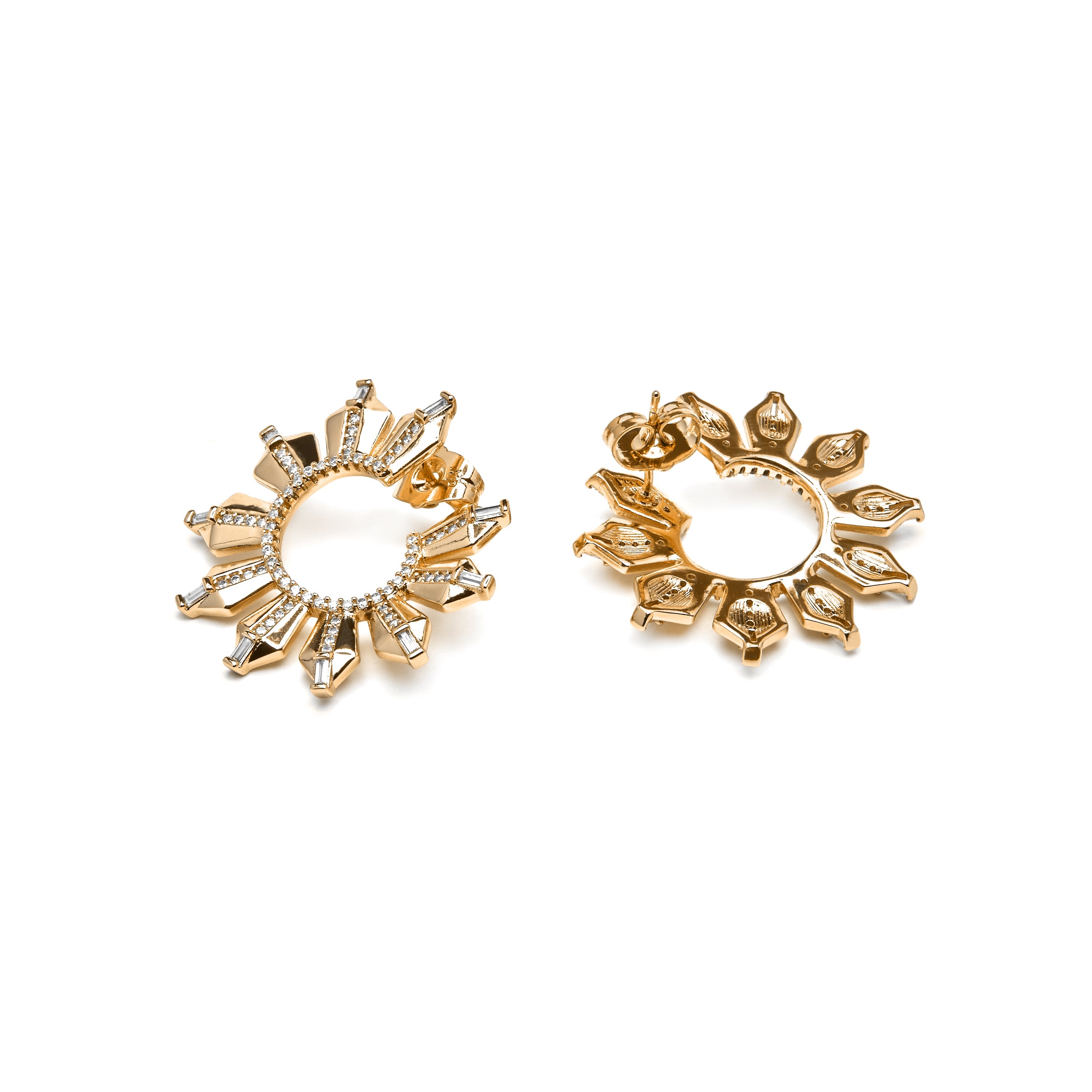 18k yellow gold finish earrings with brilliant zirconia - Ombab