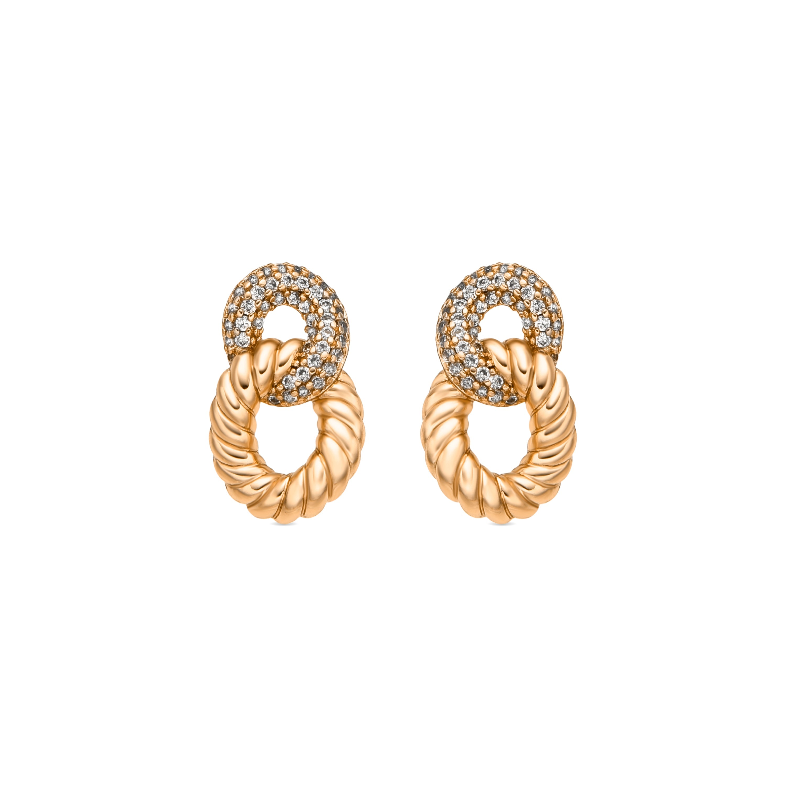 18k yellow gold finish earrings with brilliant zirconia - Ramcall