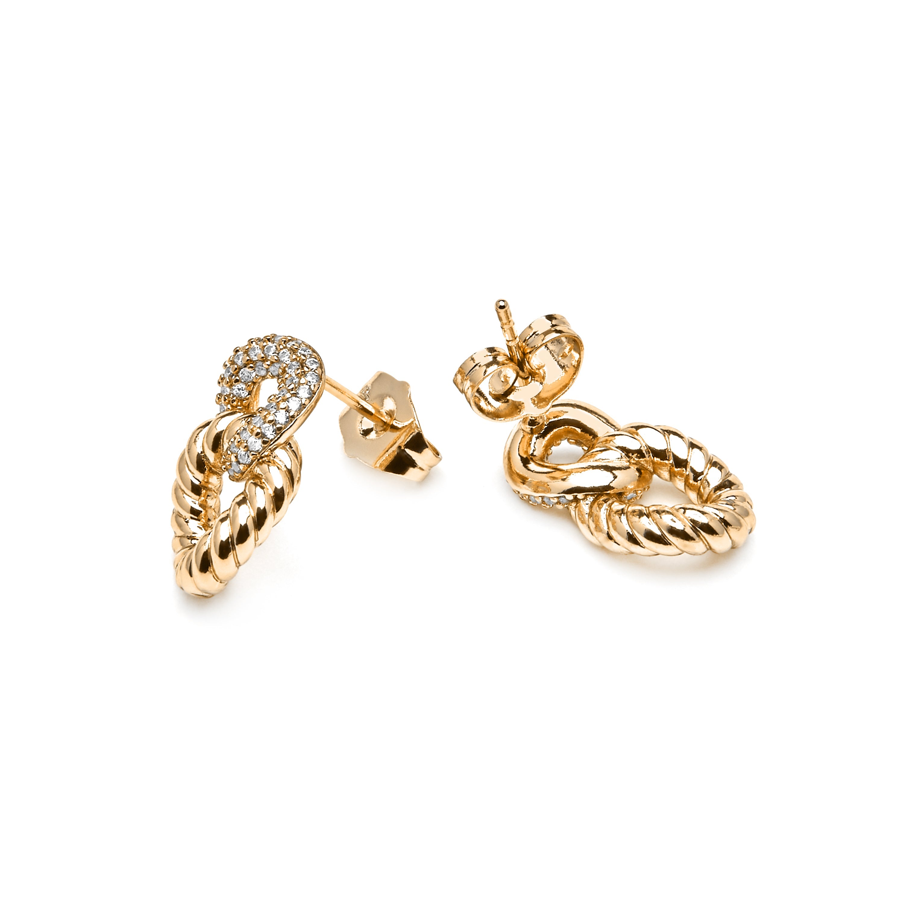 18k yellow gold finish earrings with brilliant zirconia - Ramcall