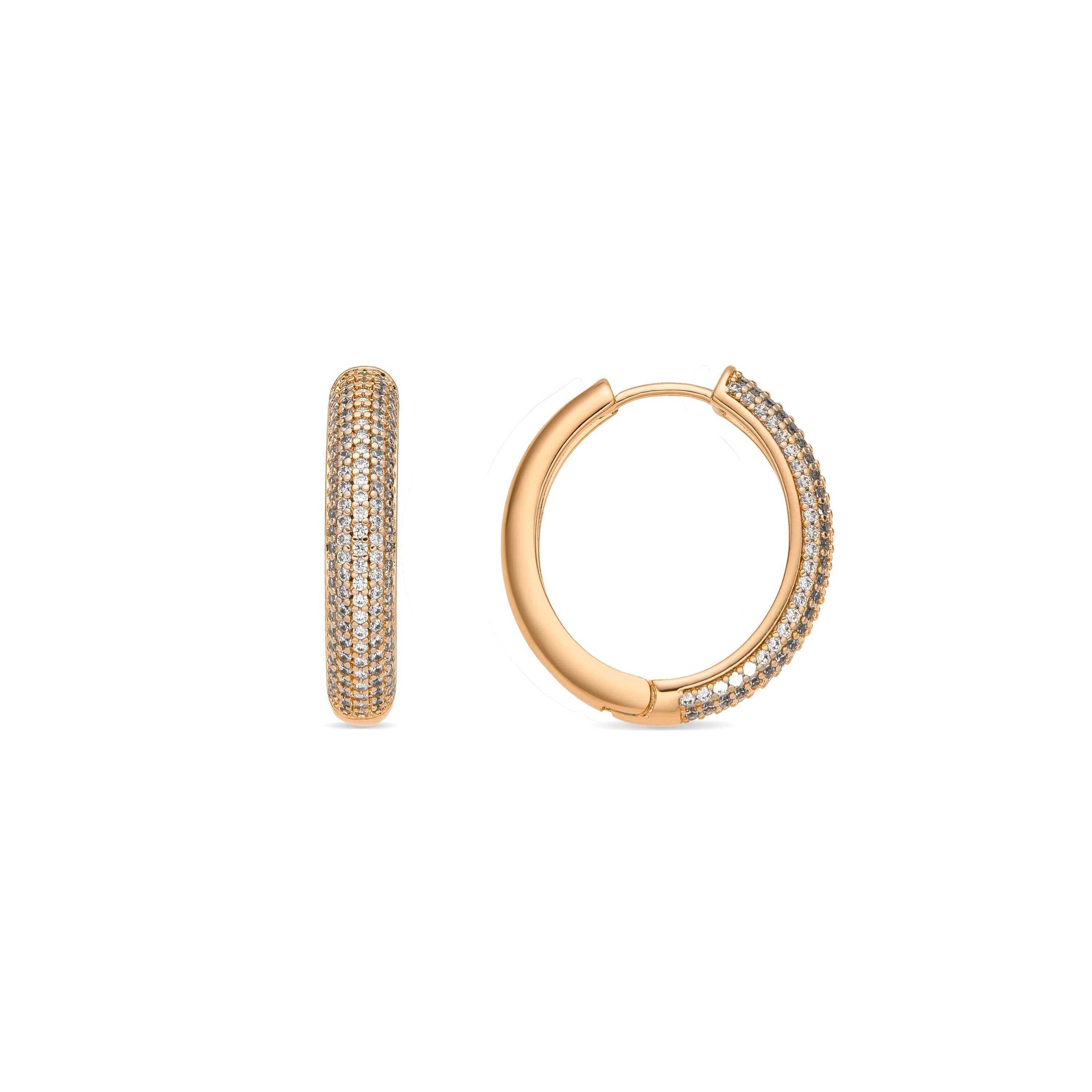 Brincos com acabamento em ouro amarelo 18k e Zircônia Brilhante - Mapris
