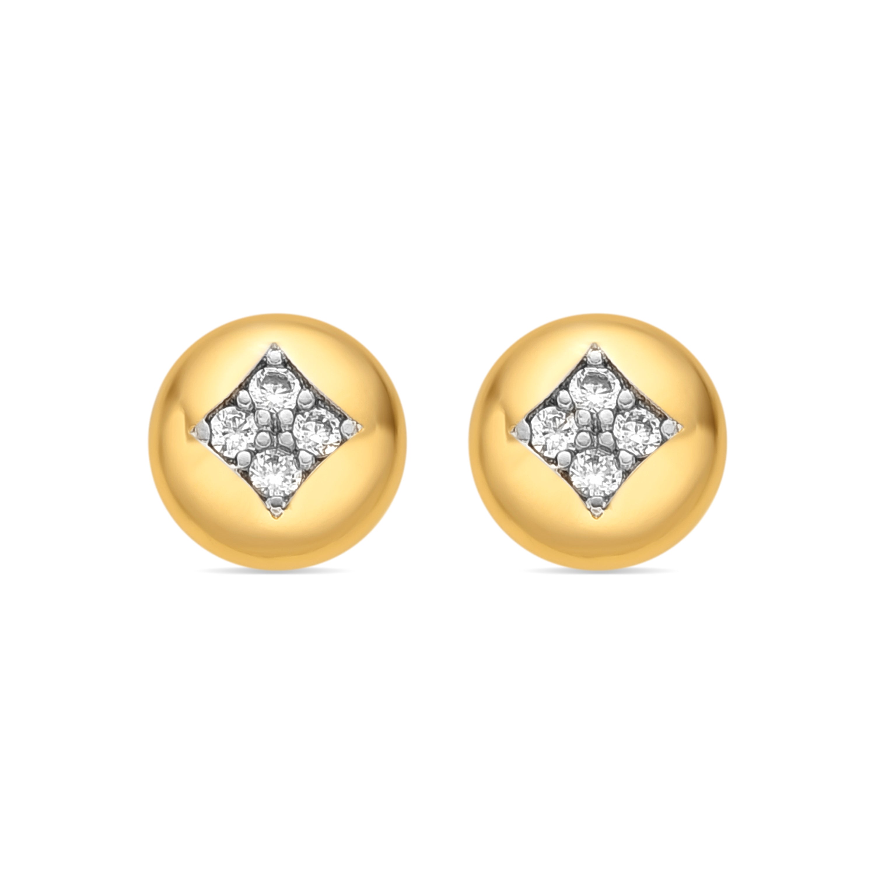Brincos de ouro amarelo 18k e Zircônia Brilhante - Tawil