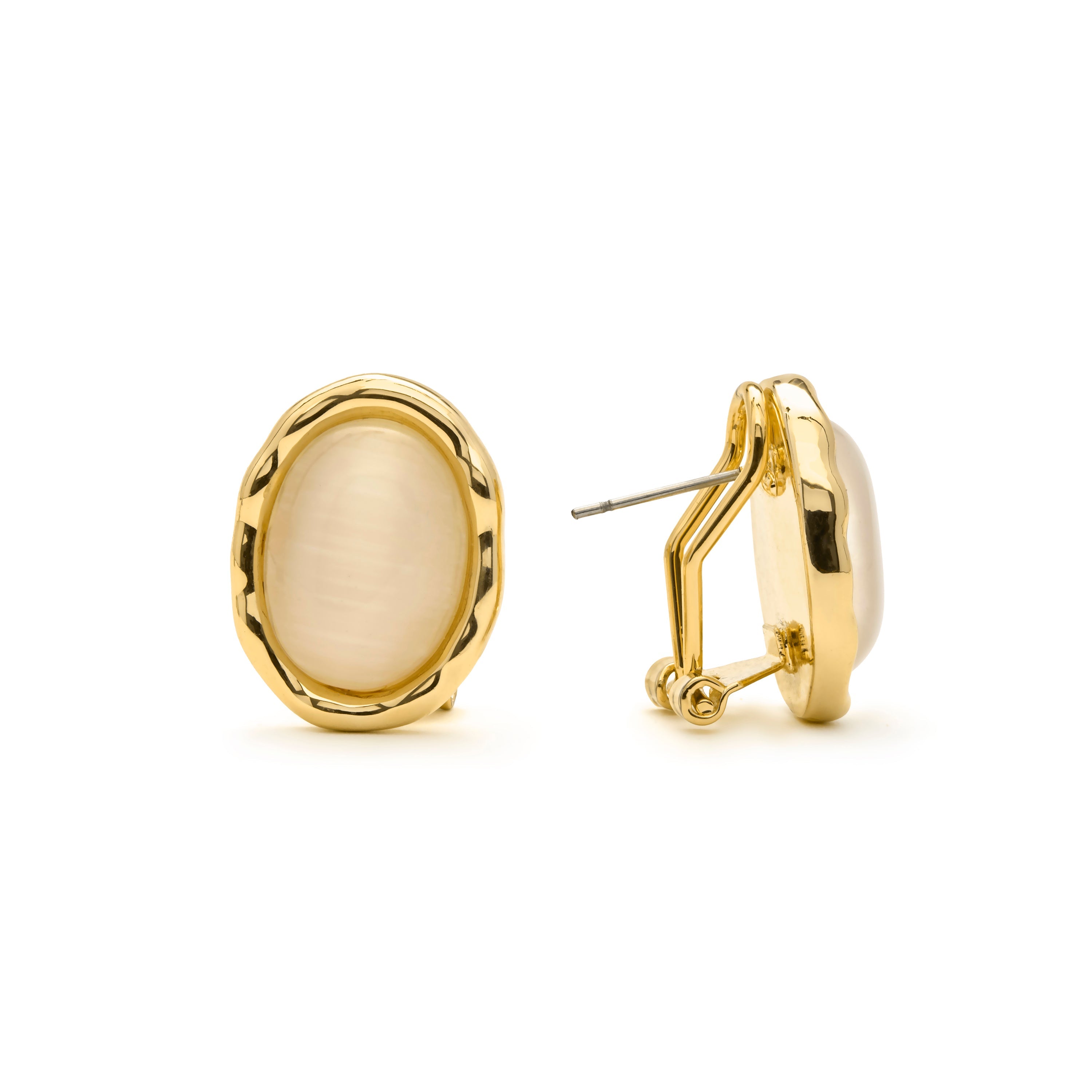 18k Yellow Gold Cat Eye Earrings - Kadrea