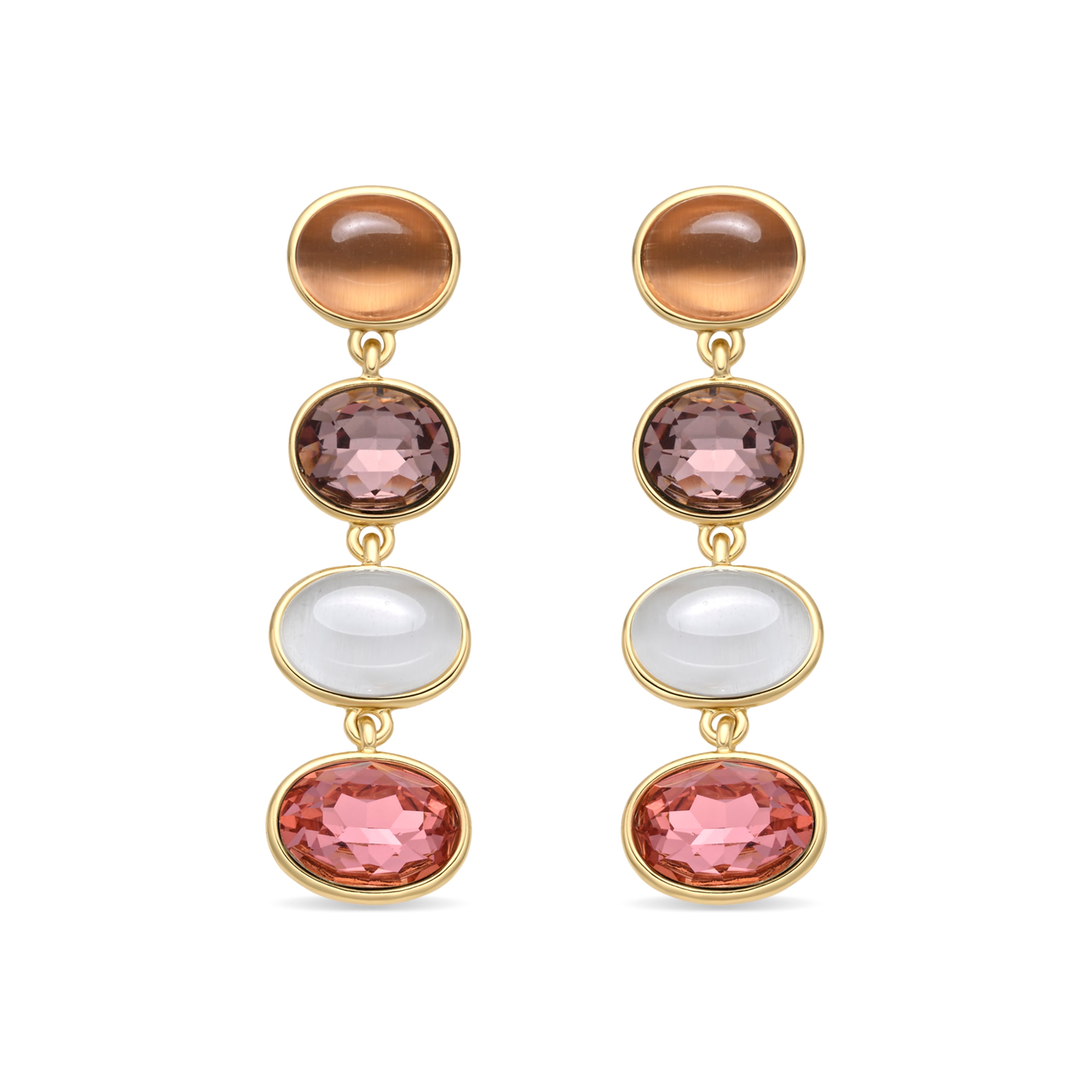 Multi-Colored Hydrothermal Quartz Earrings in 18k Yellow Gold - Gadna