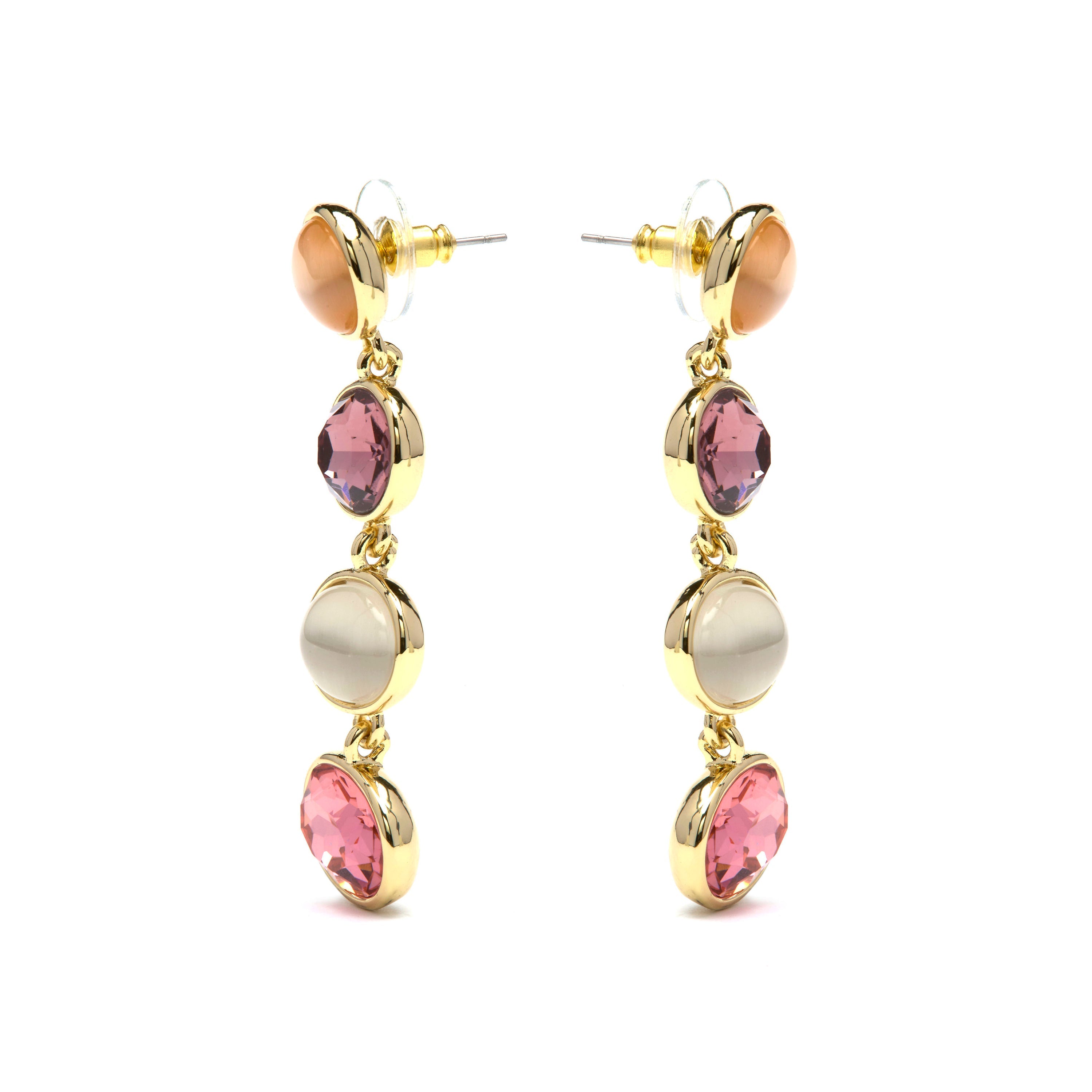 Multi-Colored Hydrothermal Quartz Earrings in 18k Yellow Gold - Gadna