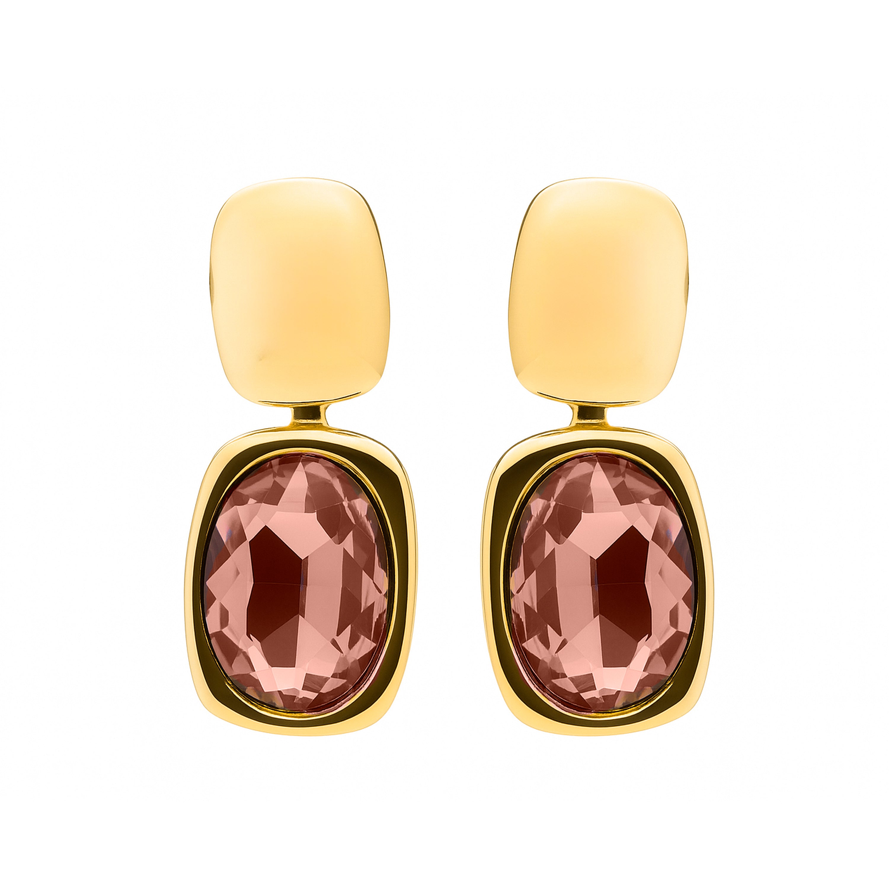 Brown Cubic Zirconia 18k Yellow Gold Plated Earrings - Ashan
