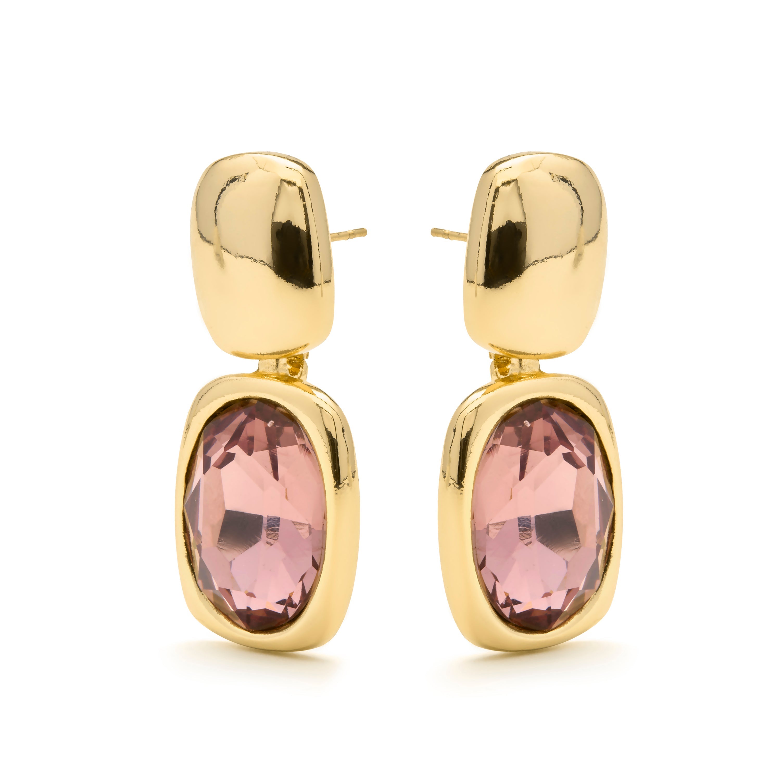 Brown Cubic Zirconia 18k Yellow Gold Plated Earrings - Ashan