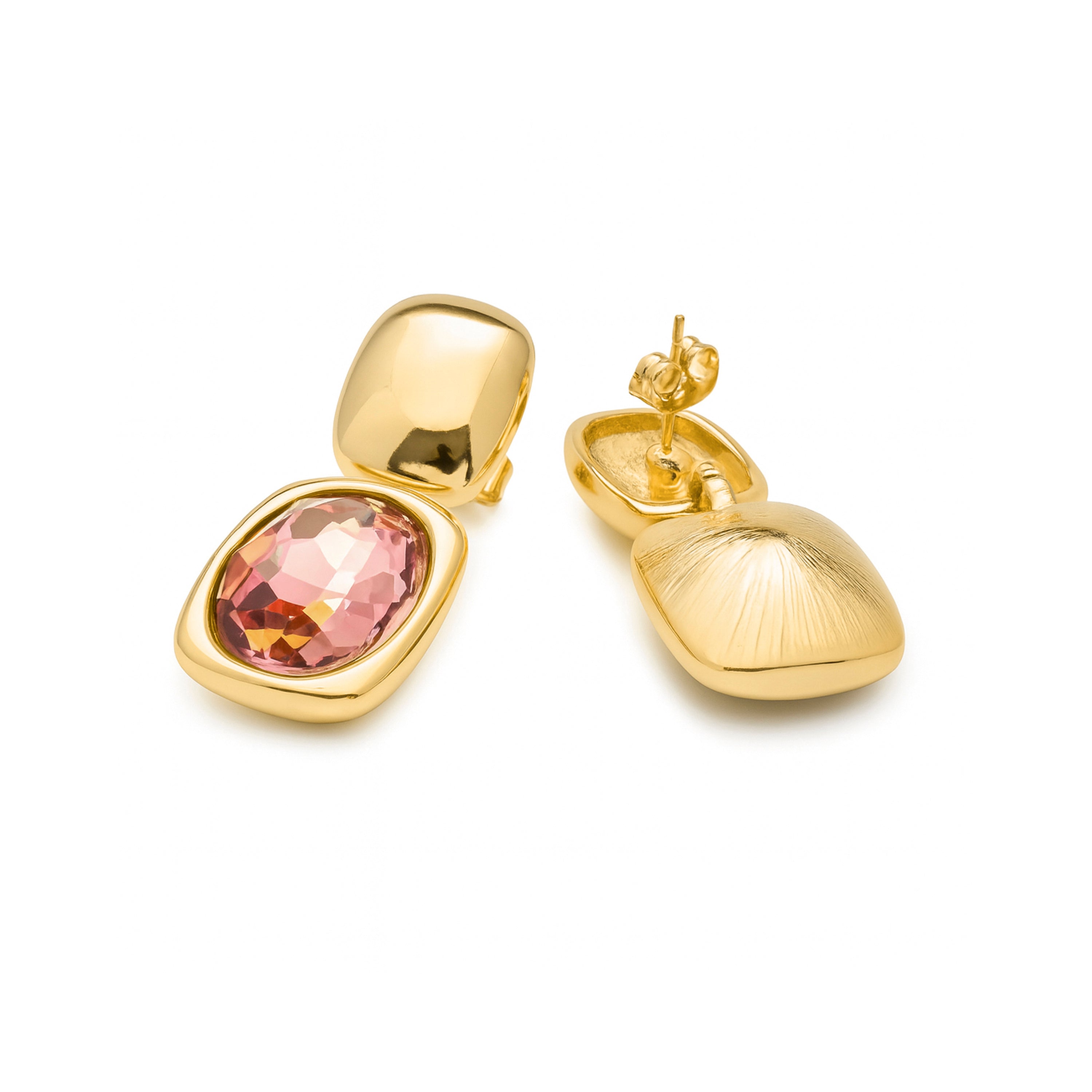 Brown Cubic Zirconia 18k Yellow Gold Plated Earrings - Ashan