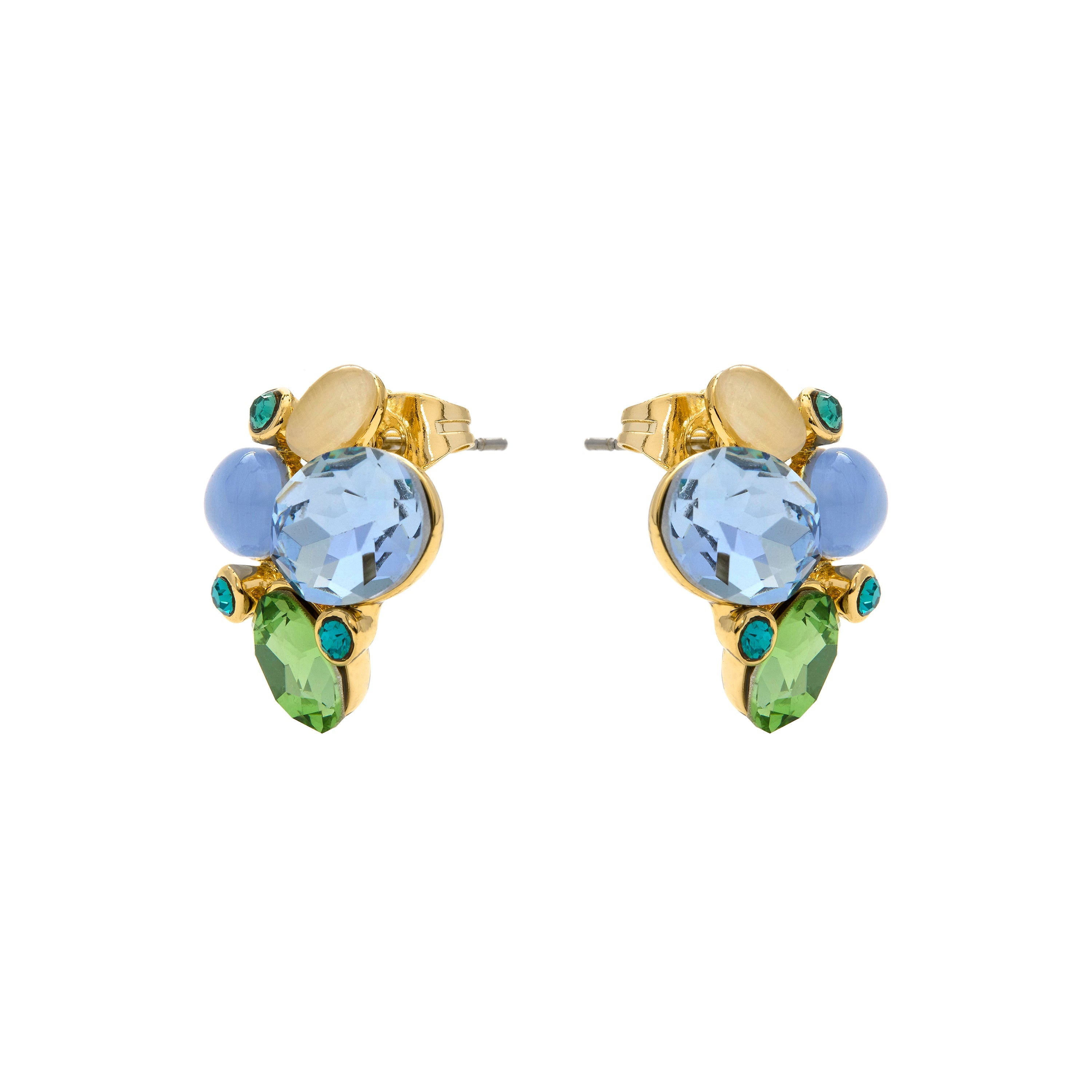 18k Yellow Gold Finish Blue Cat's Eye Earrings - Zalima