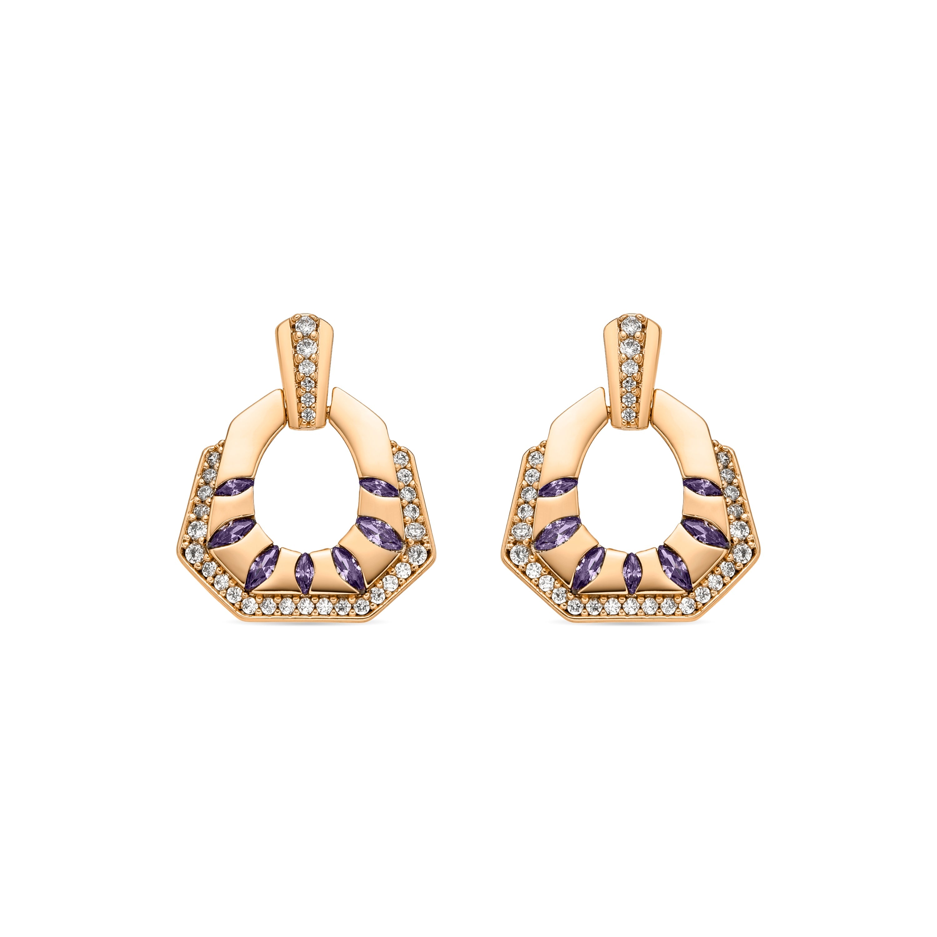 18k yellow gold finish earrings with brilliant zirconia - Stadek