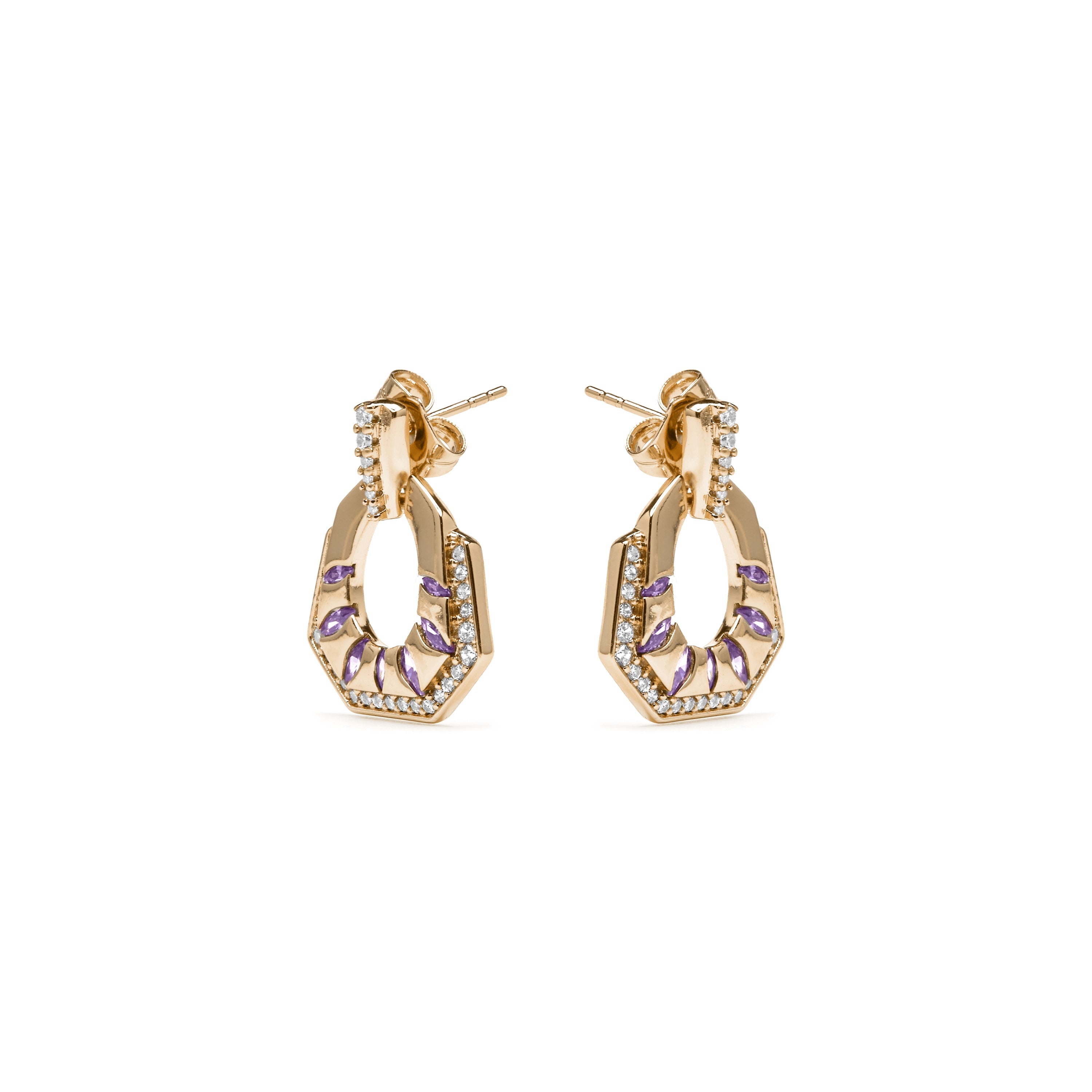 Pendientes acabado oro amarillo de 18k y Circonita Brillante - Stadek