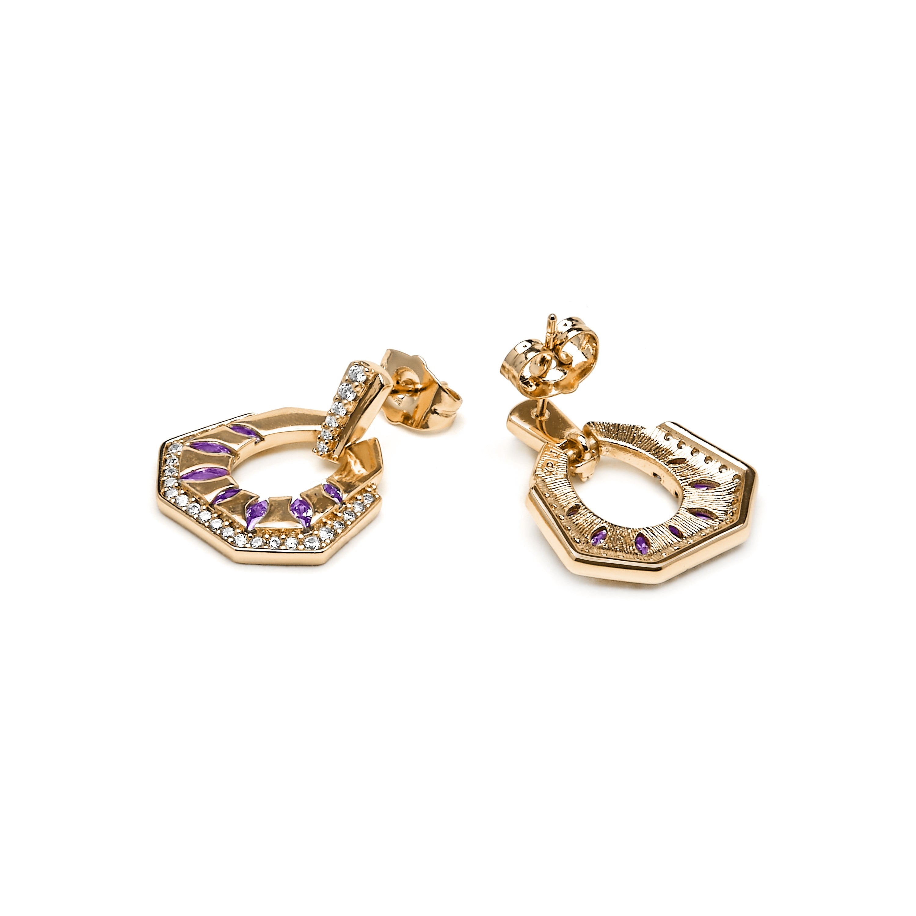 Pendientes acabado oro amarillo de 18k y Circonita Brillante - Stadek