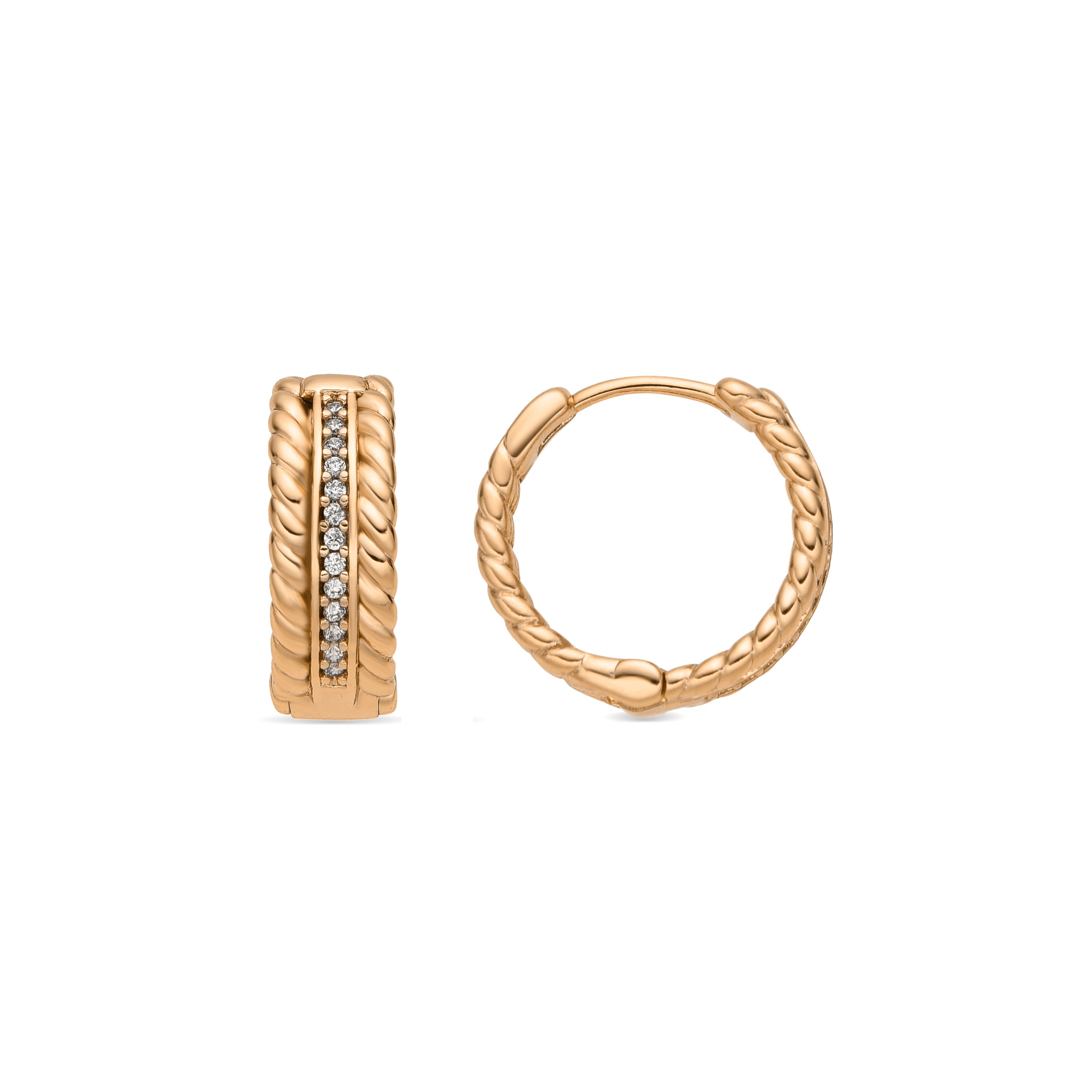 18k yellow gold finish earrings with brilliant zirconia - Yugge
