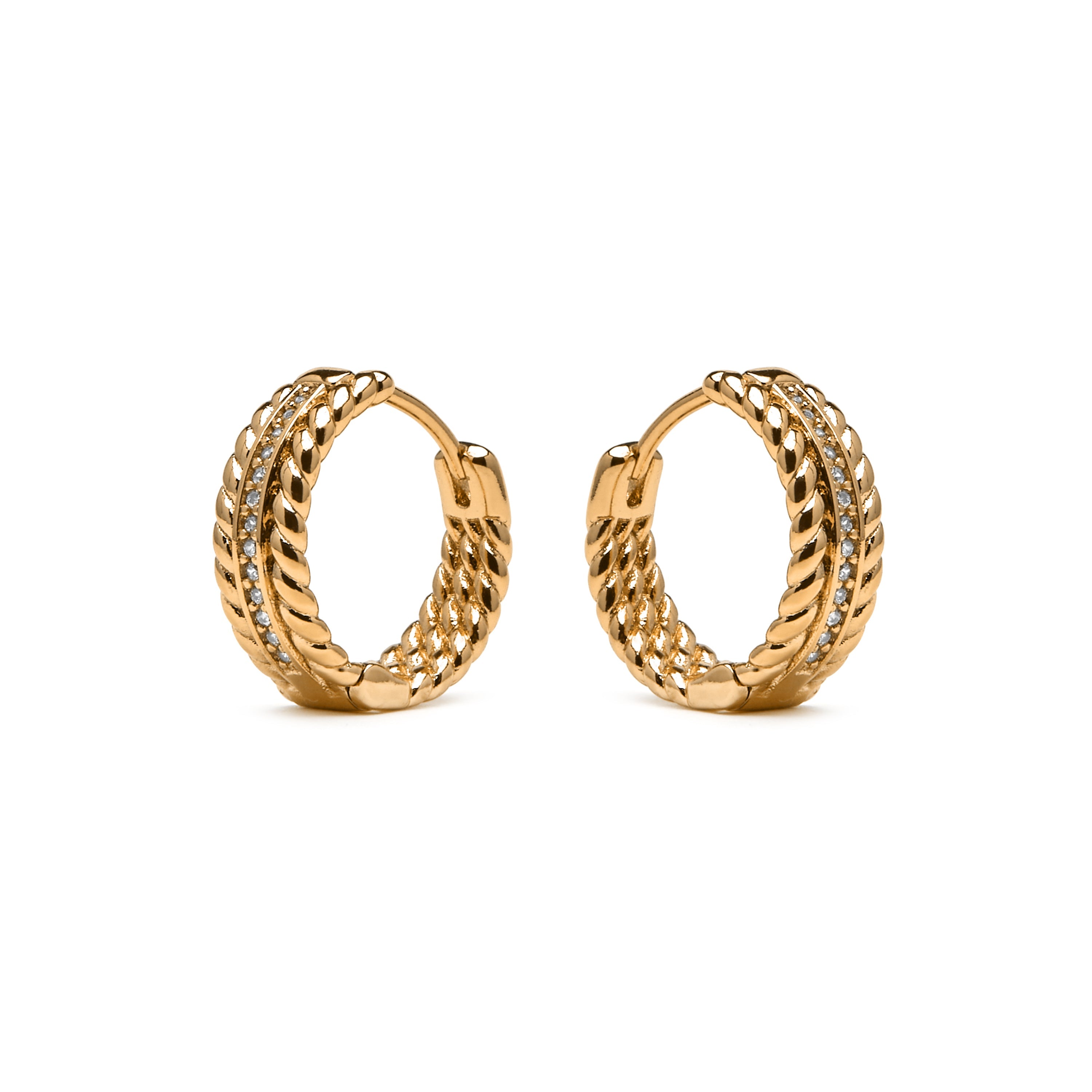 18k yellow gold finish earrings with brilliant zirconia - Yugge