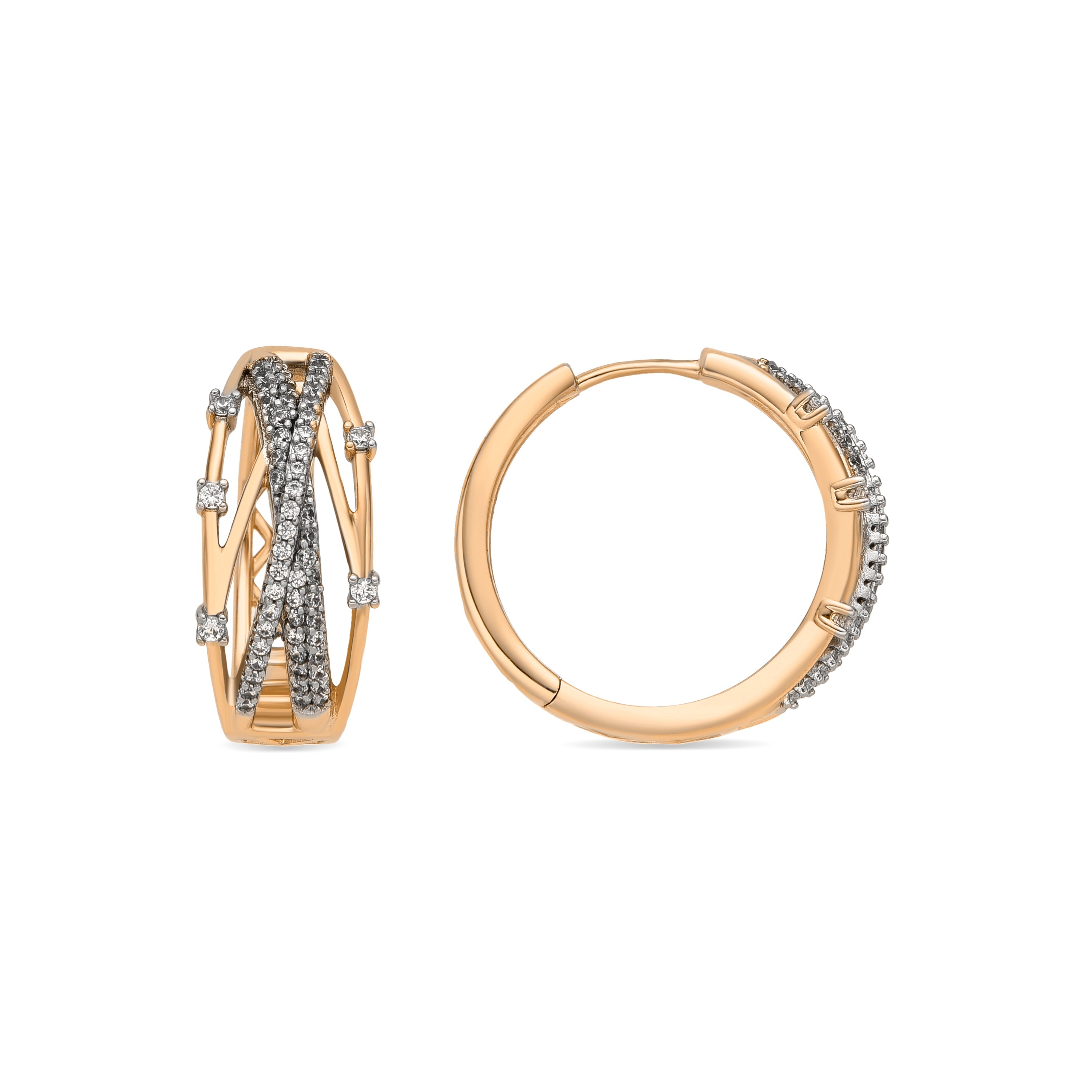 Brincos com acabamento em ouro amarelo 18k e Zircônia Brilhante - Hax