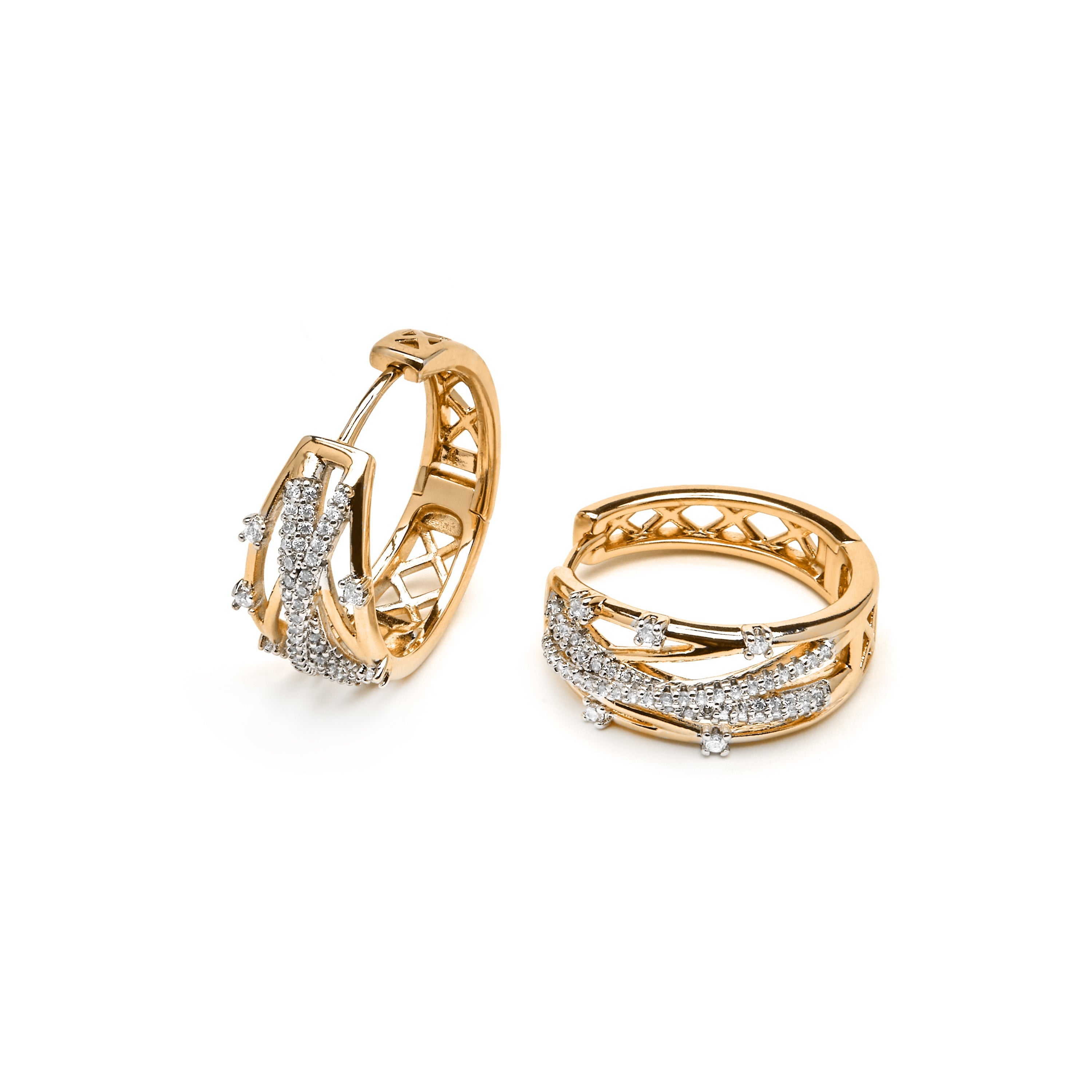 18k yellow gold finish earrings with brilliant zirconia - Hax