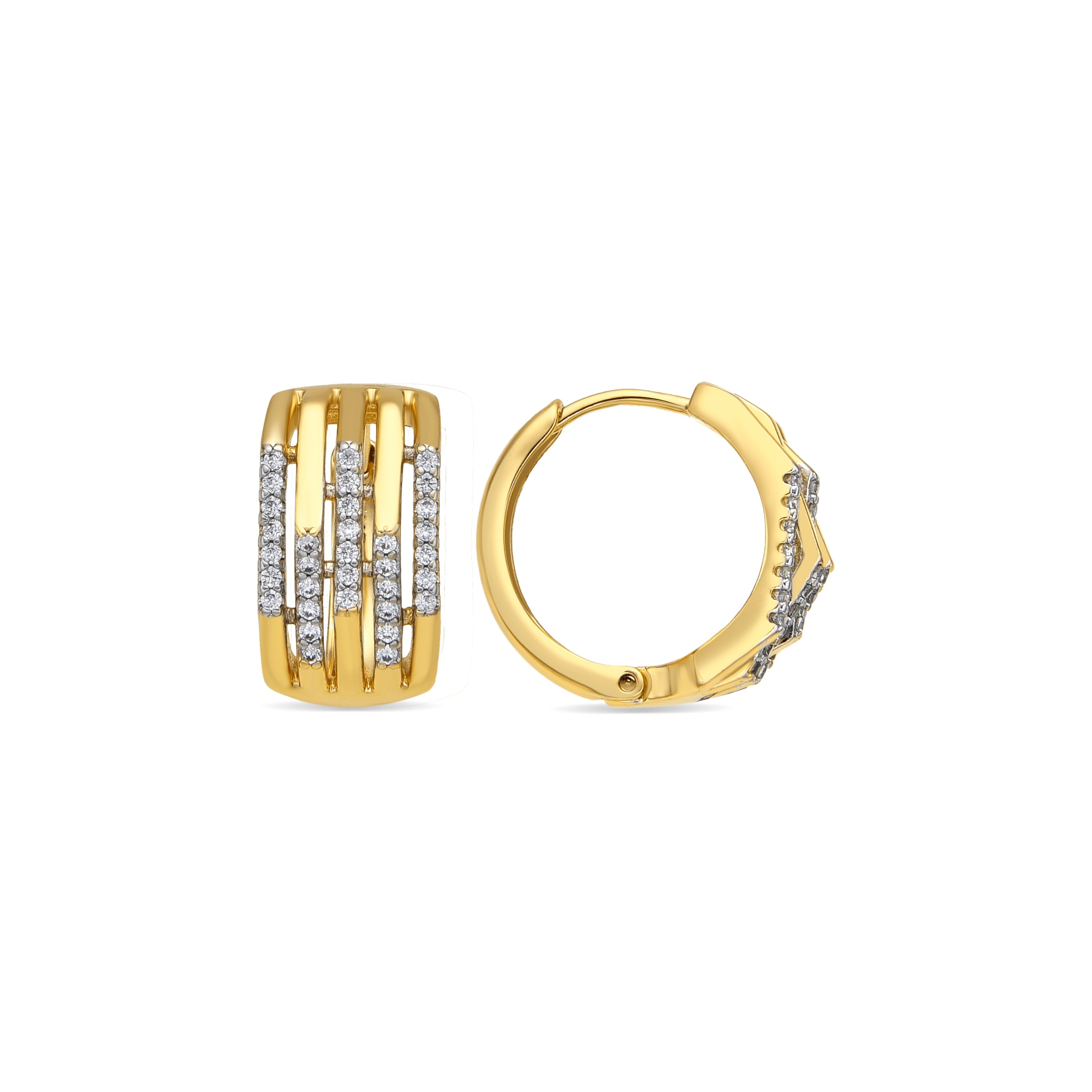 Brincos em ouro amarelo 18k e zircónia cintilante - Userax