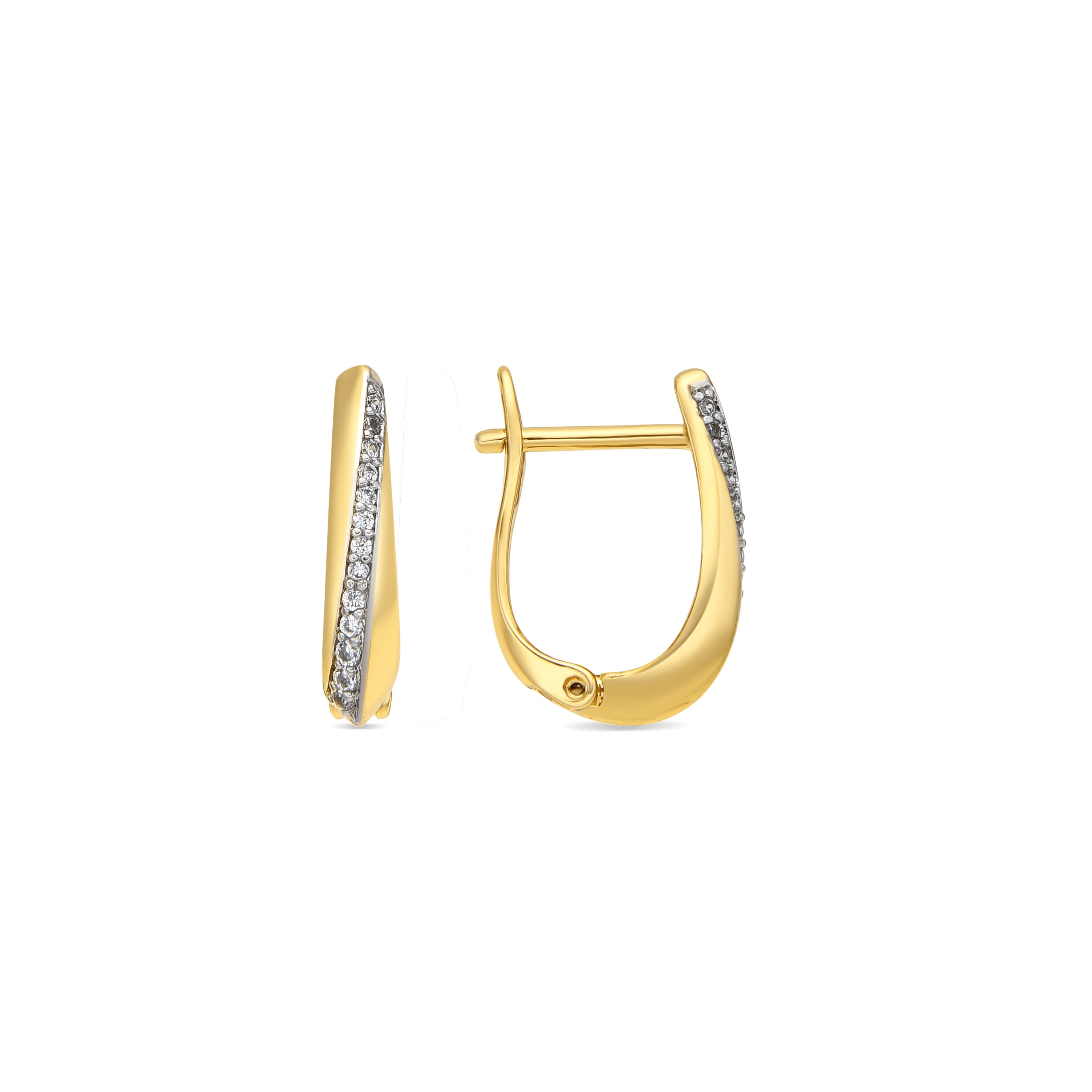 Brincos com acabamento em ouro amarelo 18k e Zircônia Brilhante - Iquen