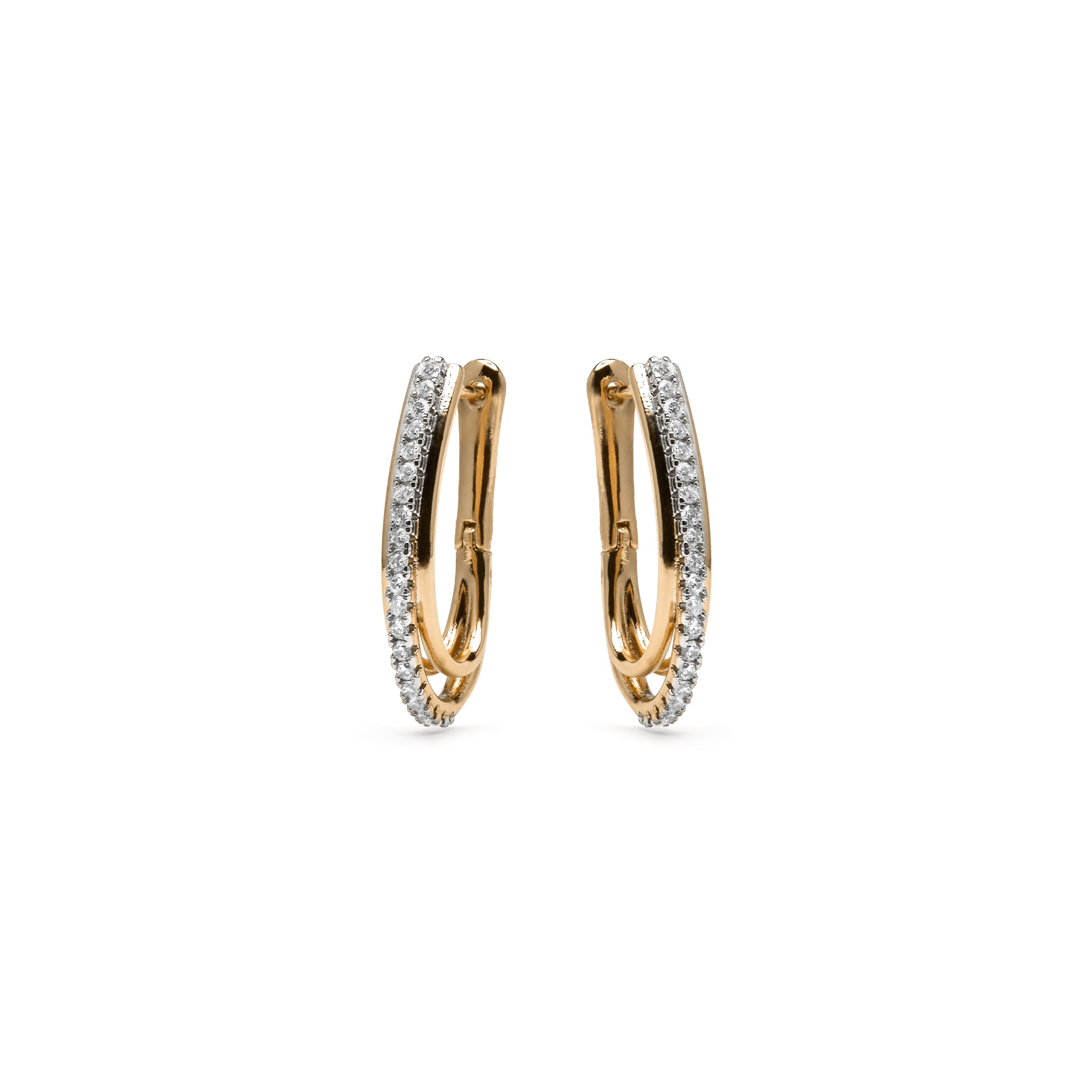 Brincos com acabamento em ouro amarelo 18k e Zircônia Brilhante - Boku