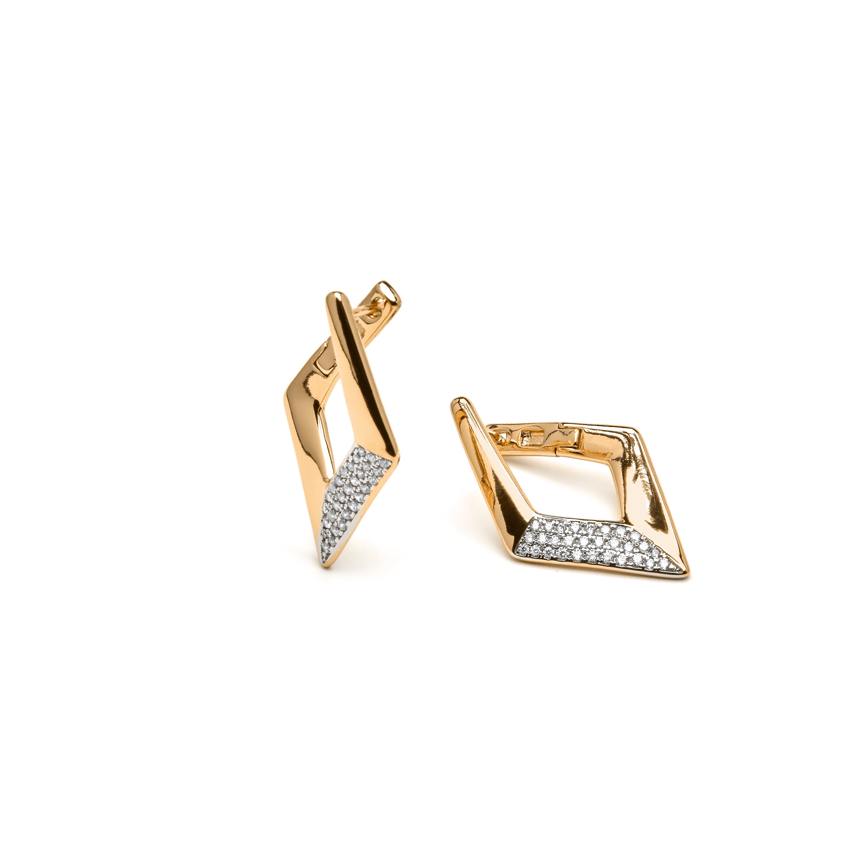 18k yellow gold finish earrings with brilliant zirconia - Ssara