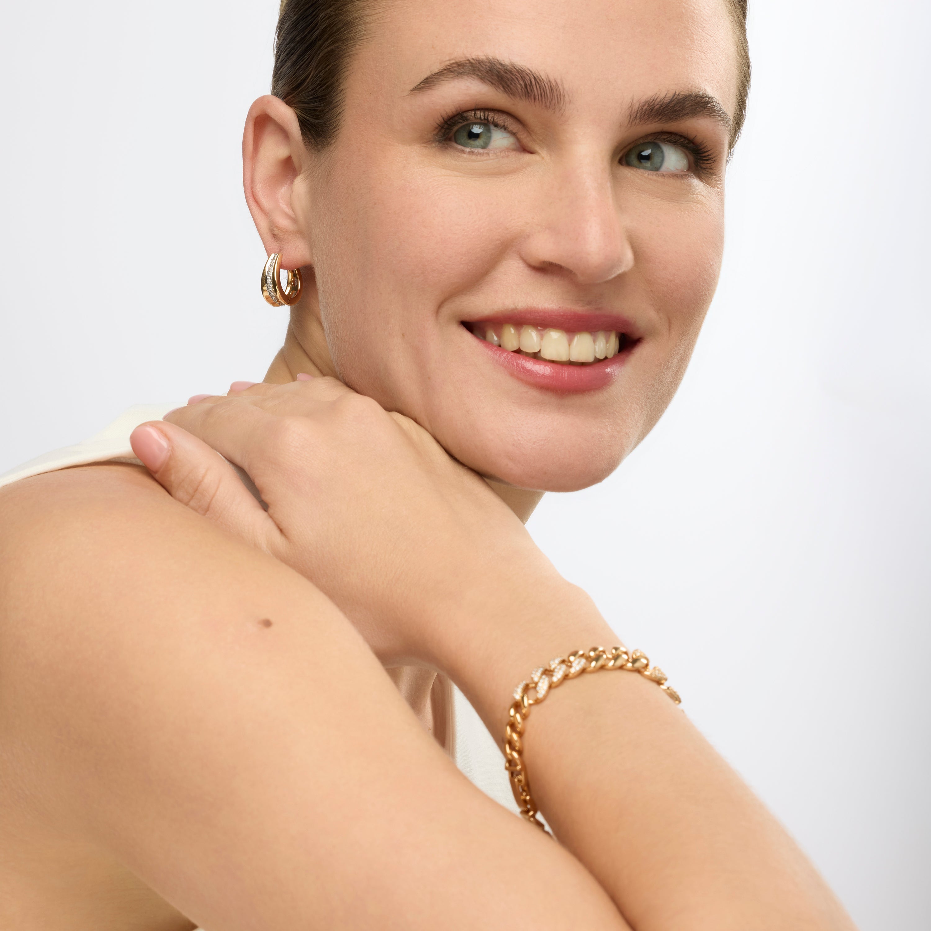 18k yellow gold finish earrings with brilliant zirconia - Bardi